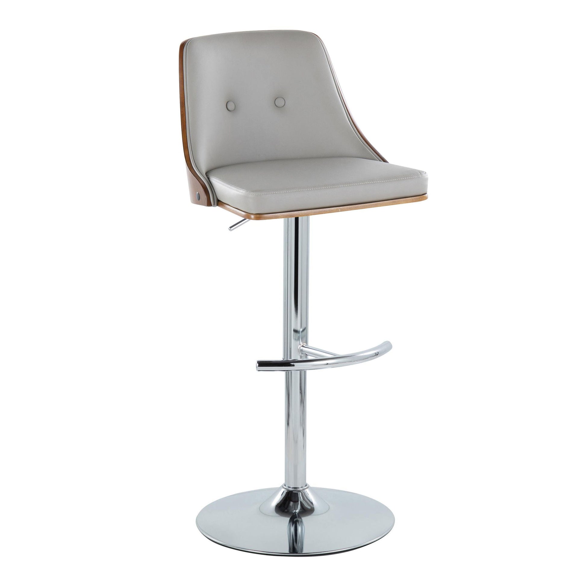 Gianna - Mid Century Modern Adjustable Barstool With Swivel With Rounded T Footrest (Set of 2) - Best Buy Furniture