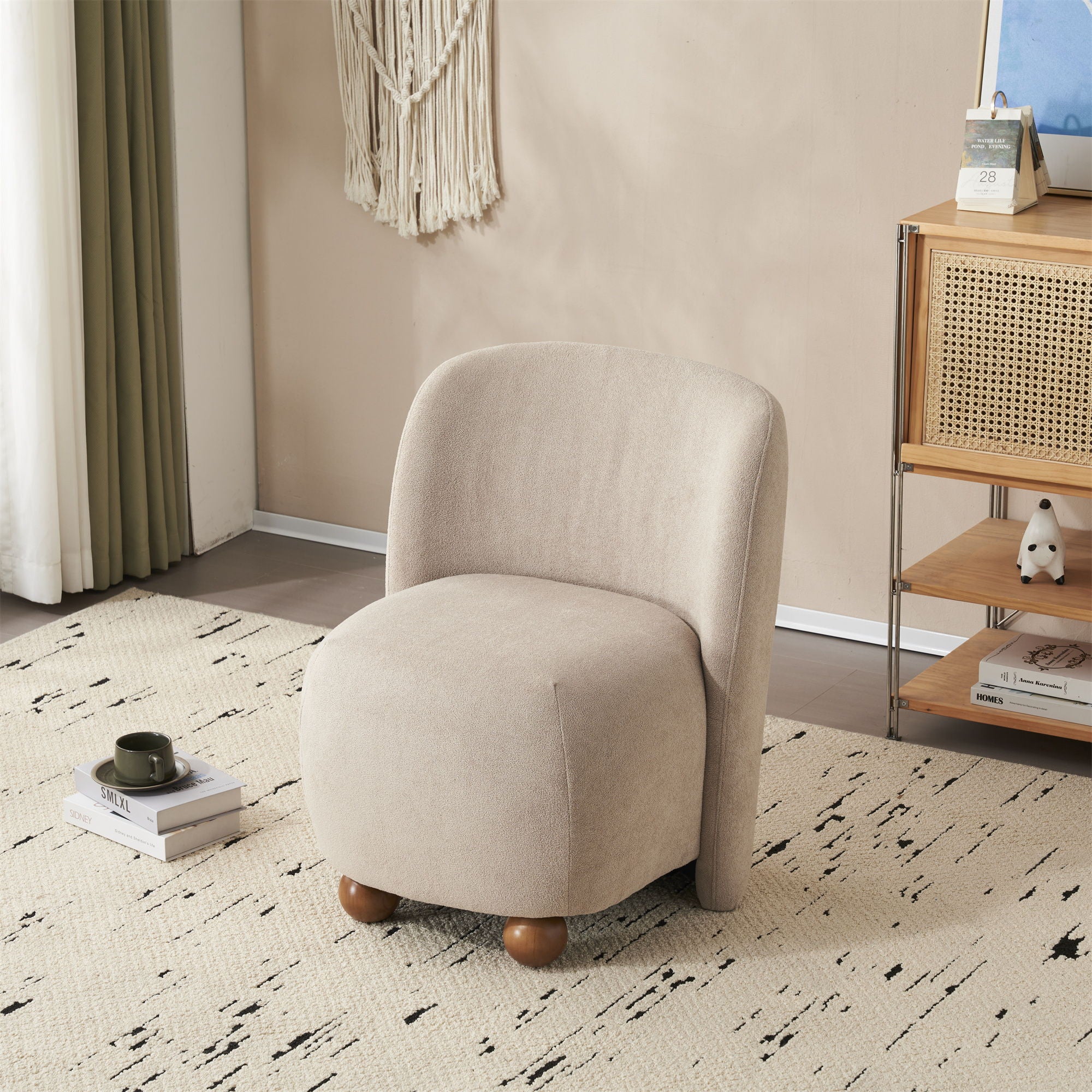 Modern Low Back Accent Upholstered Armless Living Room Chairs, Round Feet - Best Buy Furniture