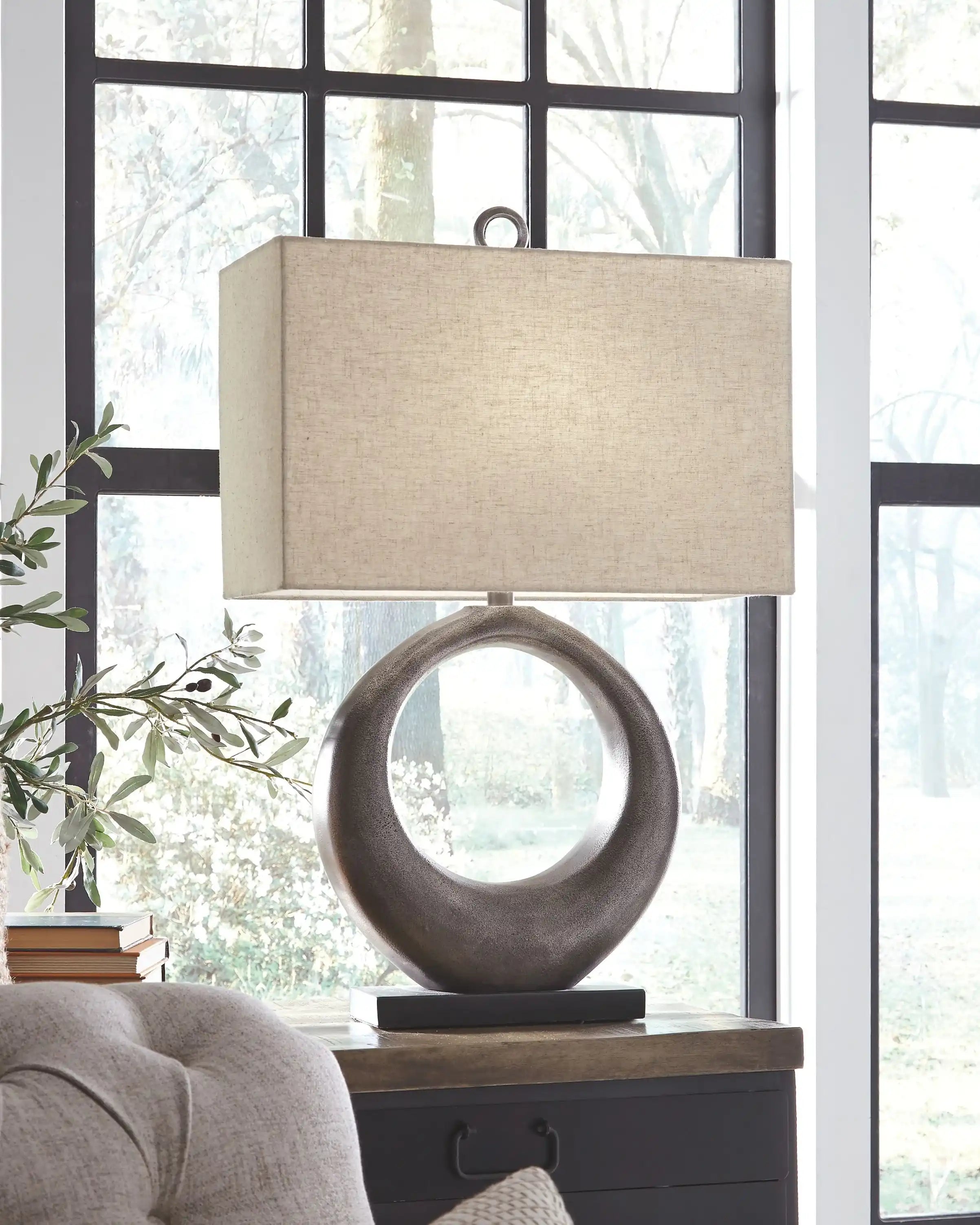 Saria - Metal Table Lamp - Antique Silver Finish - Best Buy Furniture
