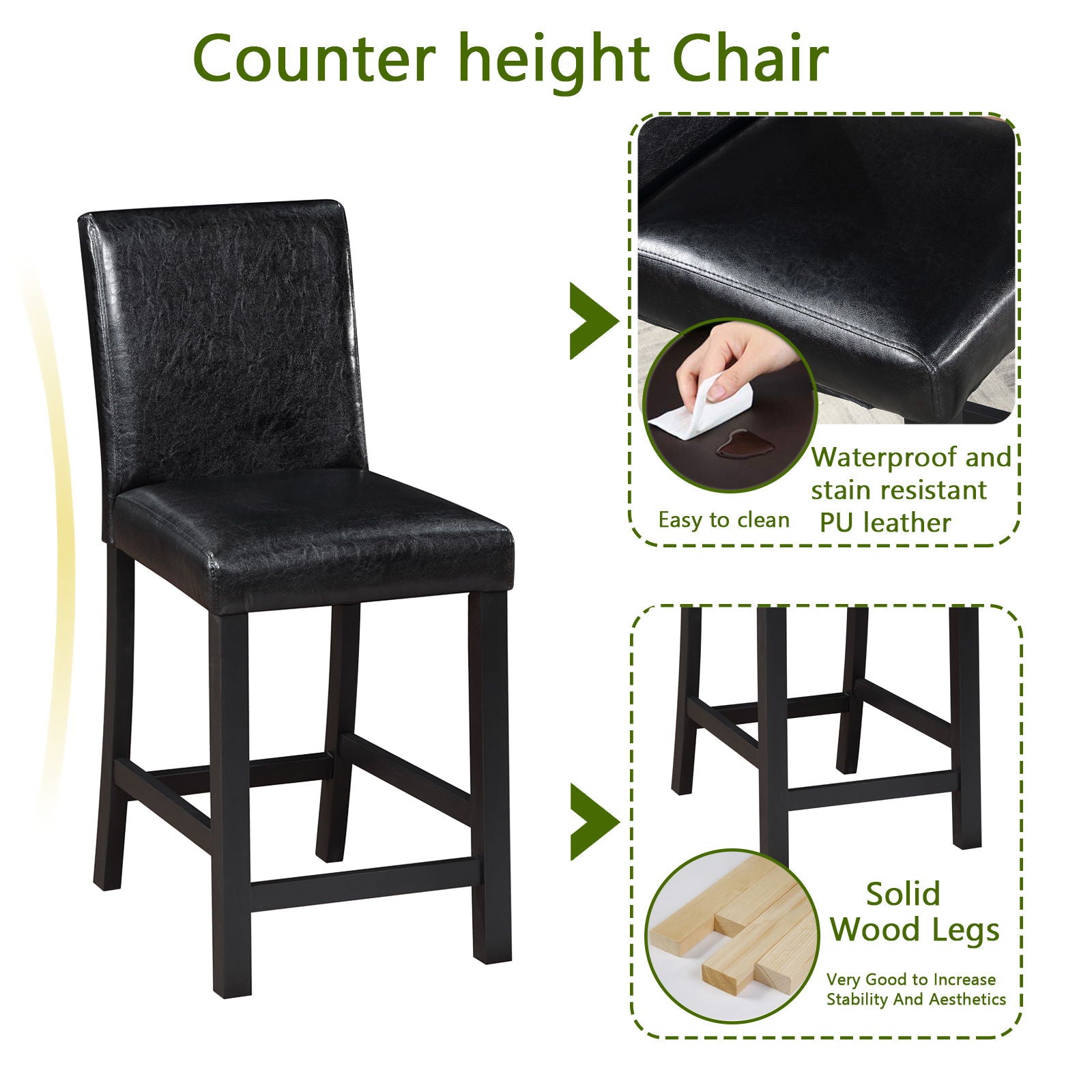 5 Pieces Counter Height Table Set, Kitchen Table With Square Table And 4 Upholstered Chairs - Best Buy Furniture