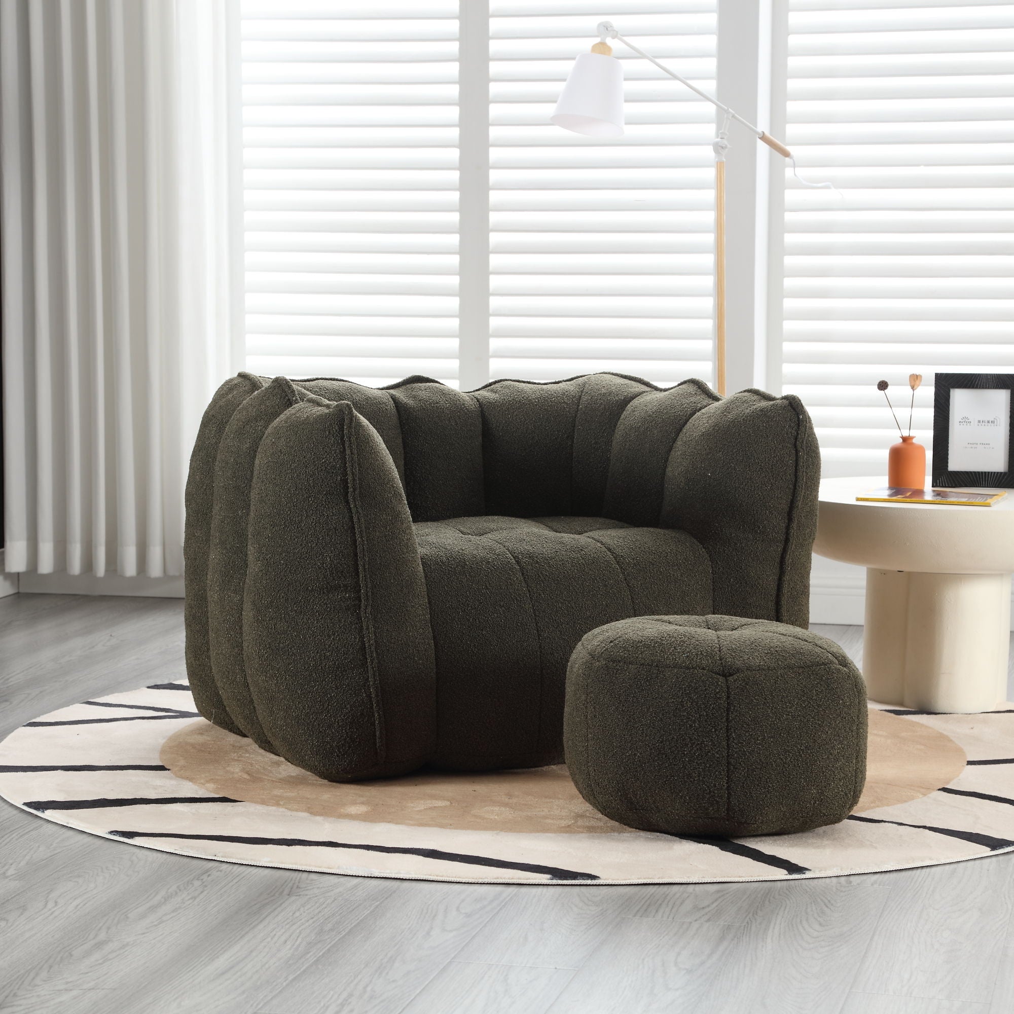 Soft Chenille Bean Bag Chair With High Resilient Foam