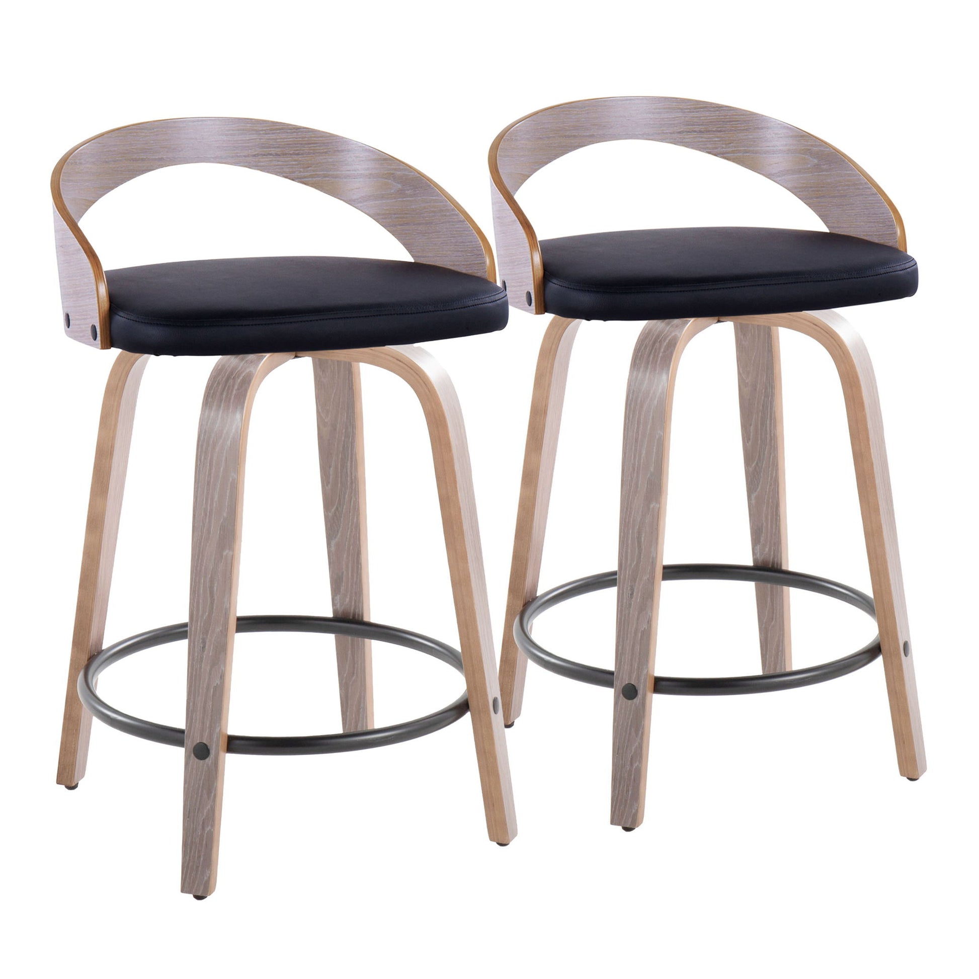 Grotto - Contemporary Fixed Height Counter Stool & Swivel With Round Footrest (Set of 2) - Best Buy Furniture