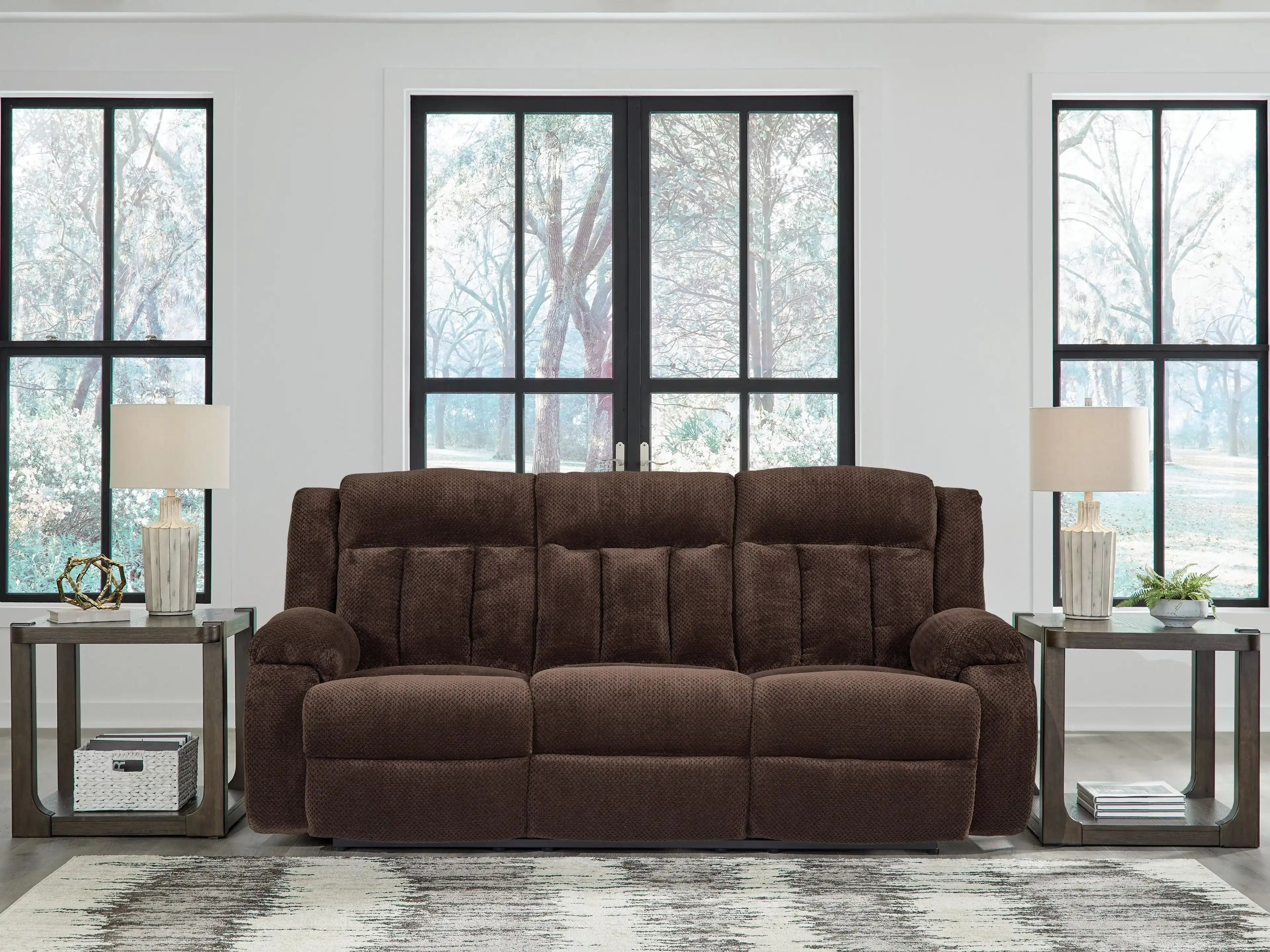 Free Wake - Reclining Power Sofa With Drop Down Table - Chocolate - Best Buy Furniture