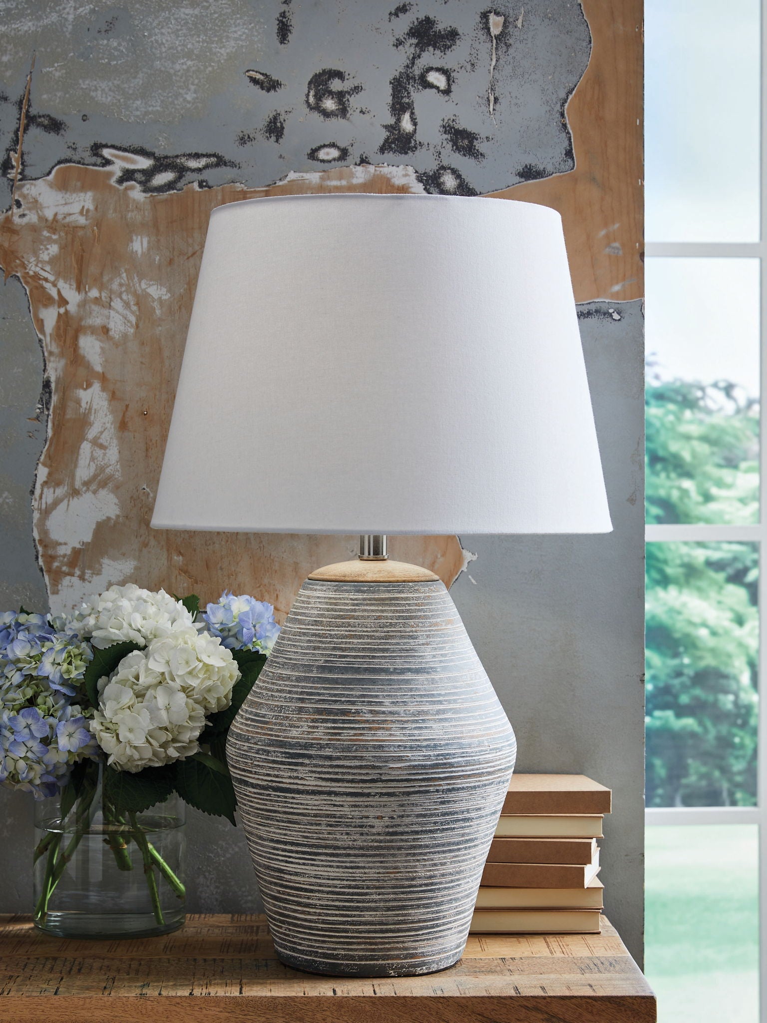 Lawrock - Terracotta Table Lamp - Antique Blue - Best Buy Furniture