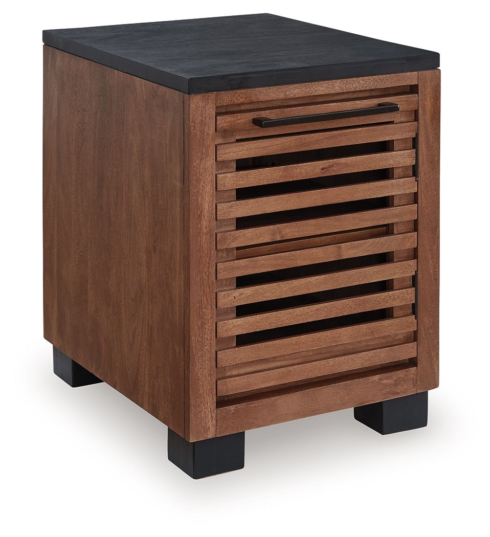 Kallari - Chair Side End Table - Warm Brown / Black - Best Buy Furniture