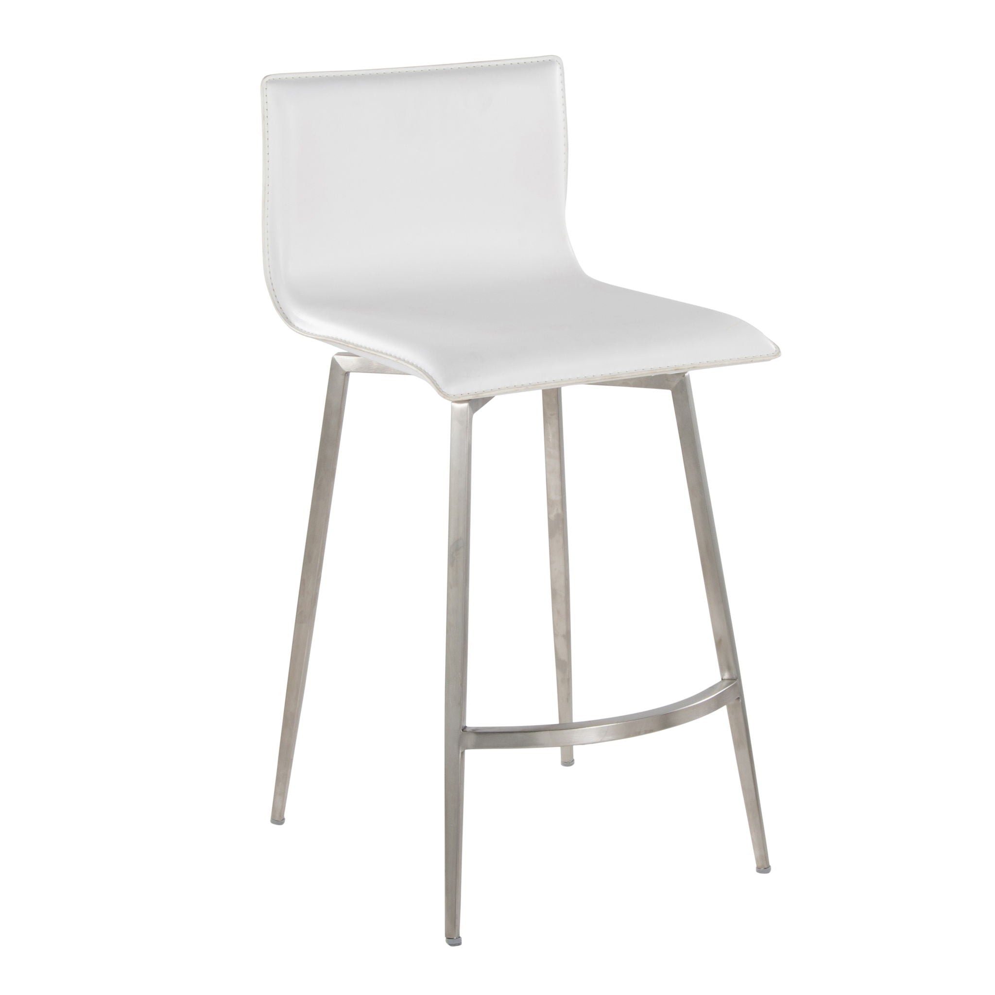 Mara - Upholstered Contemporary Fixed Height Counter Stool With Swivel (Set of 2) - White - Best Buy Furniture