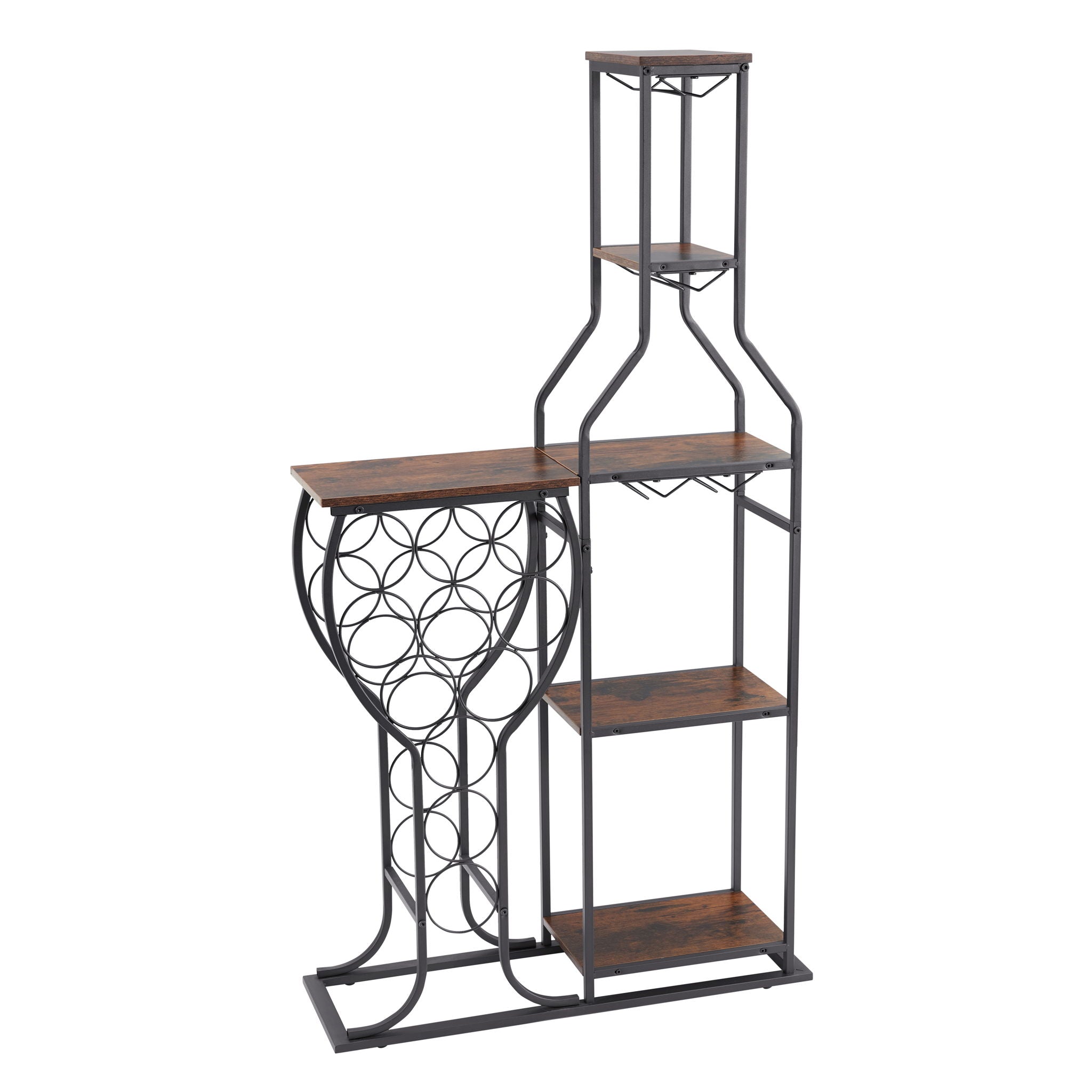 11 Bottle Wine Bakers Rack, 5 Tier Freestanding Wine Rack With Hanging Wine Glass Holder And Storage Shelves, Wine Storage Home Bar For Liquor And Wine Storage for Kitchen, Dining Room - Best Buy Furniture