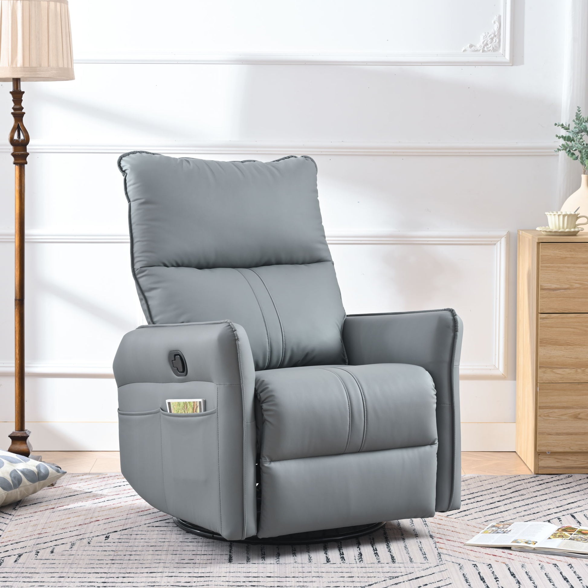 360° Modern Small Rocking Swivel Recliner Chair With Side Pocket - Best Buy Furniture