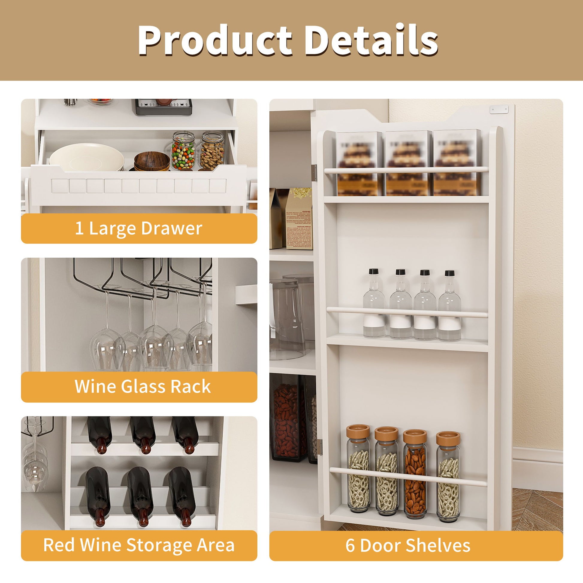 Modern Farmhouse Buffet Cabinet With Hutch Kitchen Storage Sideboard With Drawers & Barn Doors - White - Best Buy Furniture