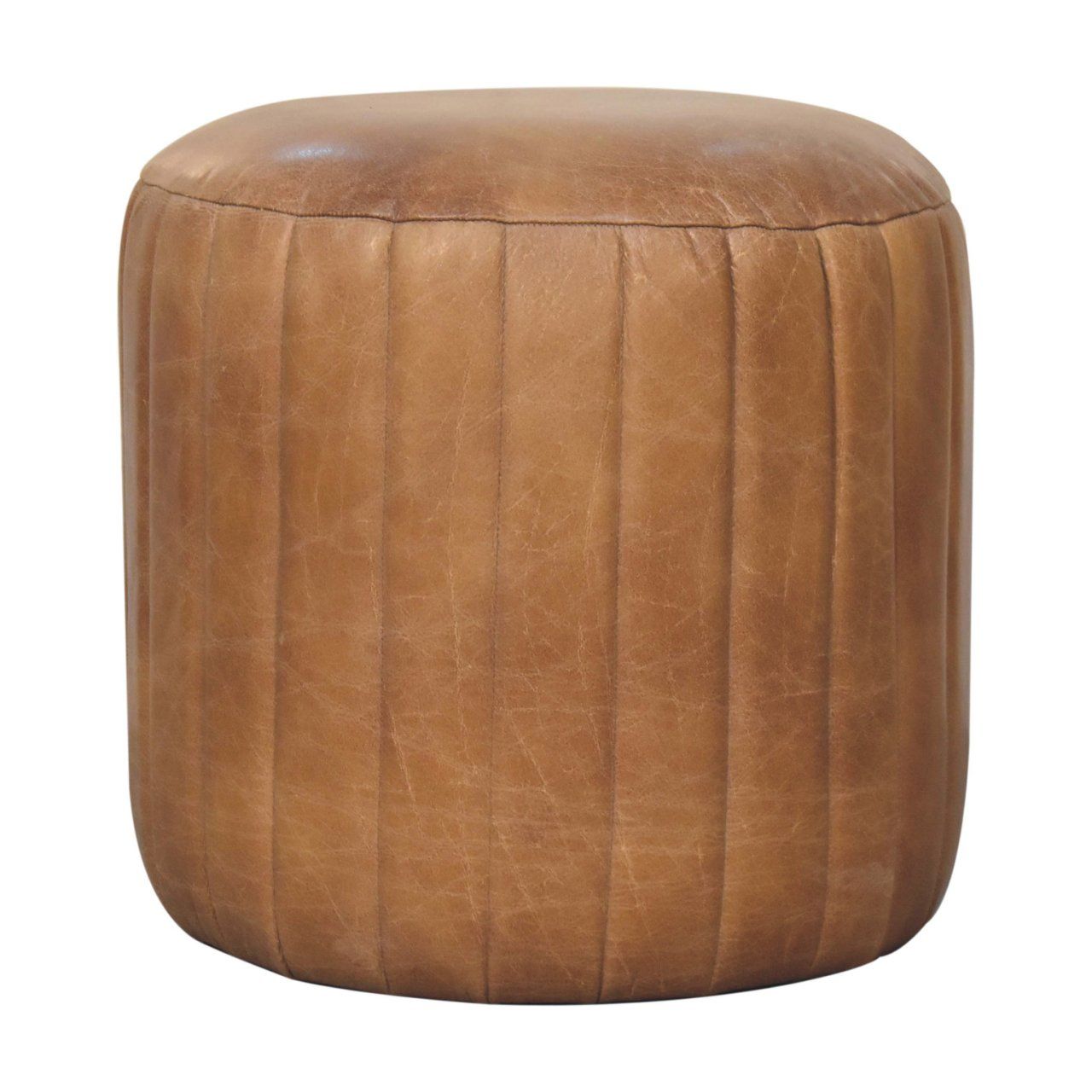 Buffalo - Leather Boucle Footstool - Brown - Best Buy Furniture