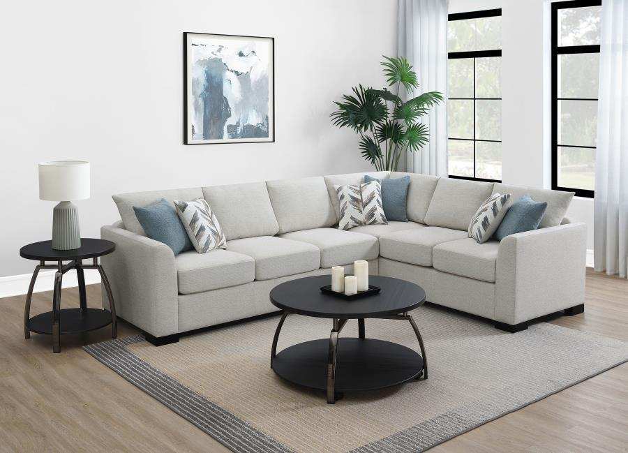 Ashford - Chenille Upholstered Sleeper Sectional Sofa - Greige - Best Buy Furniture
