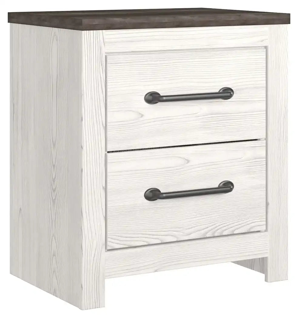 Gerridan - Two Drawer Night Stand - White / Gray - Best Buy Furniture