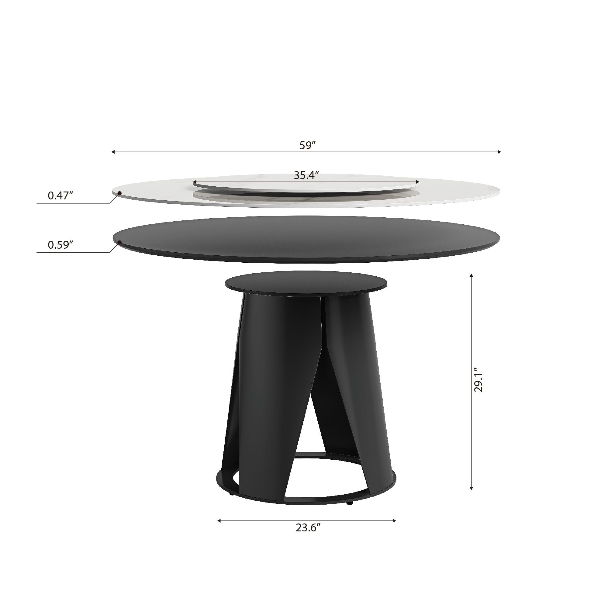 Modern Sintered Stone Dining Table With Round Turntable, Metal Pedestal, And Chairs - Best Buy Furniture