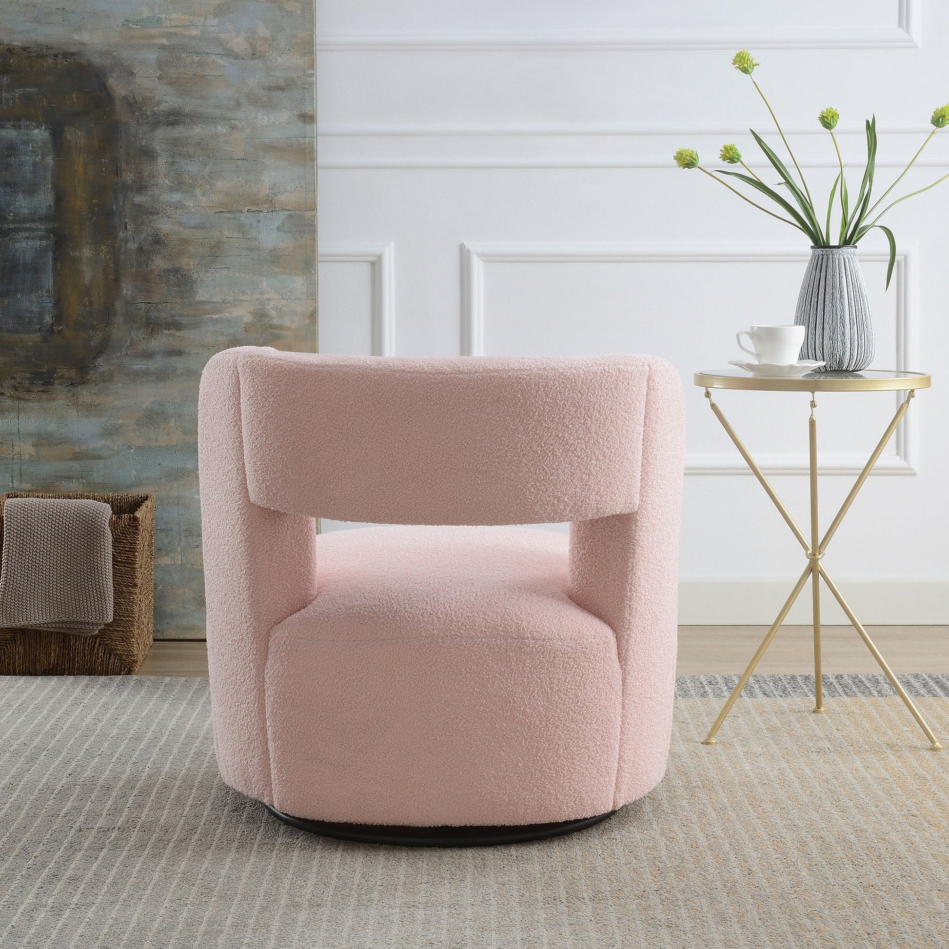 Swivel Comfy Round Barrel Chair With Soft Teddy Fabric For Living Room - Best Buy Furniture