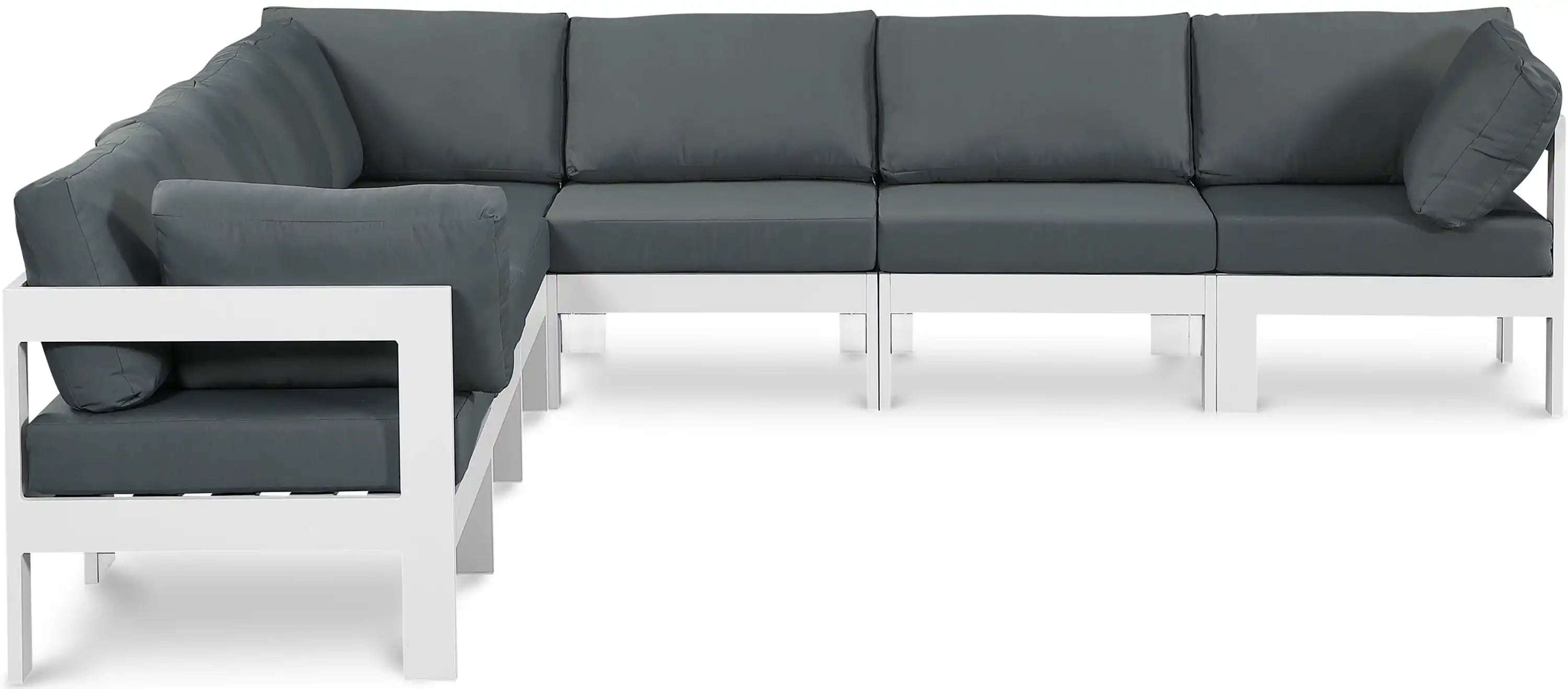Nizuc - Outdoor Patio 7 Piece Modular Sectional With White Frame - Best Buy Furniture