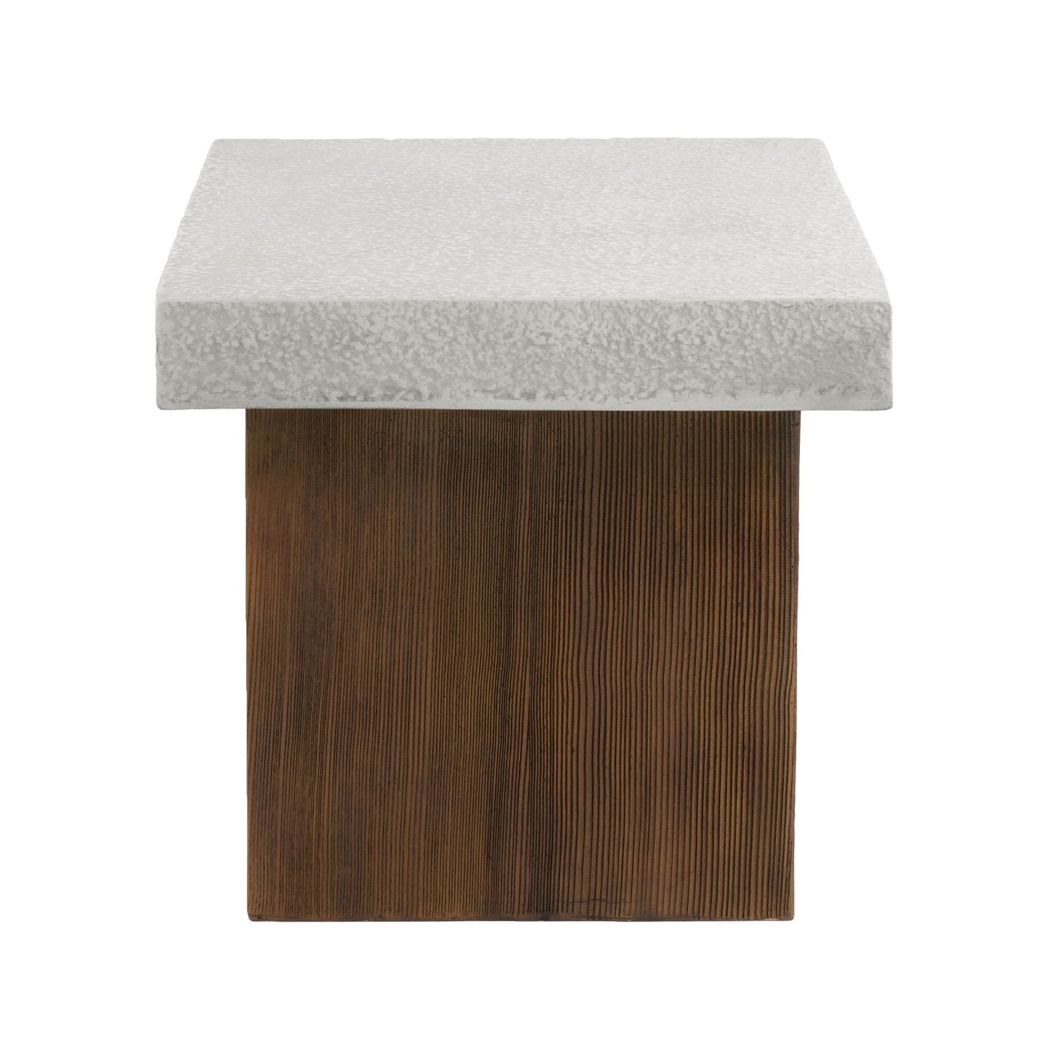 Mgo Square Side Table With Faux Stone Top And Wood Frame - Antique White / Natural Wood - Best Buy Furniture