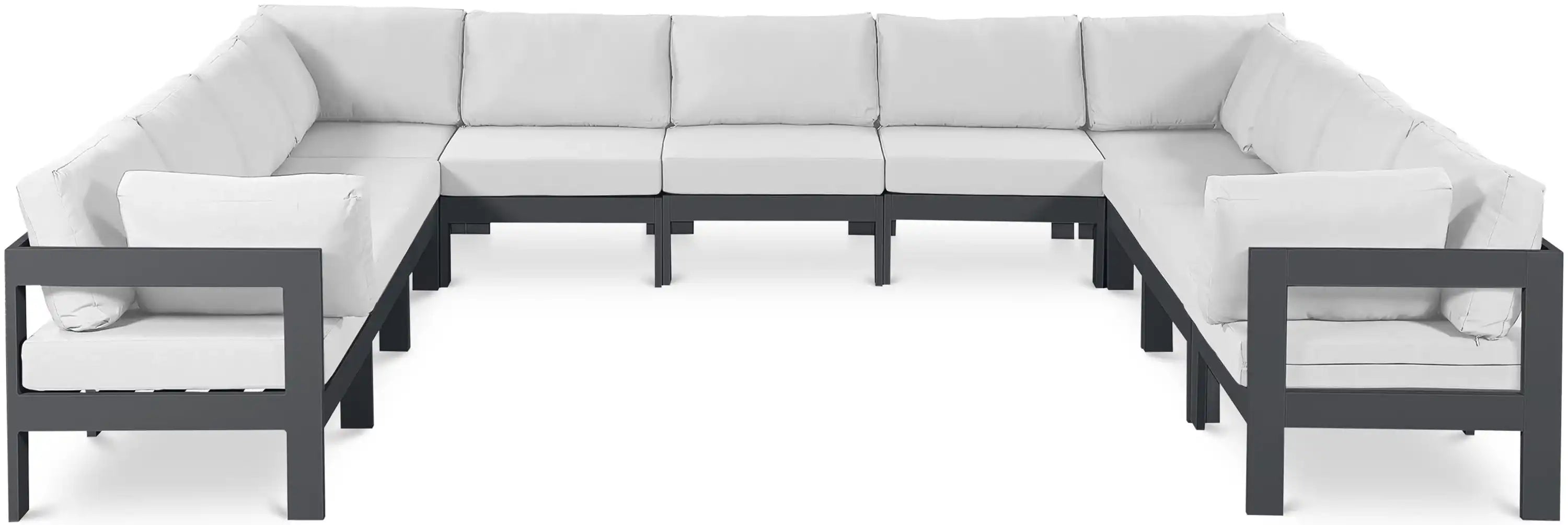 Nizuc - Outdoor Patio 11 Piece Modular Sectional With Gray Frame - Best Buy Furniture