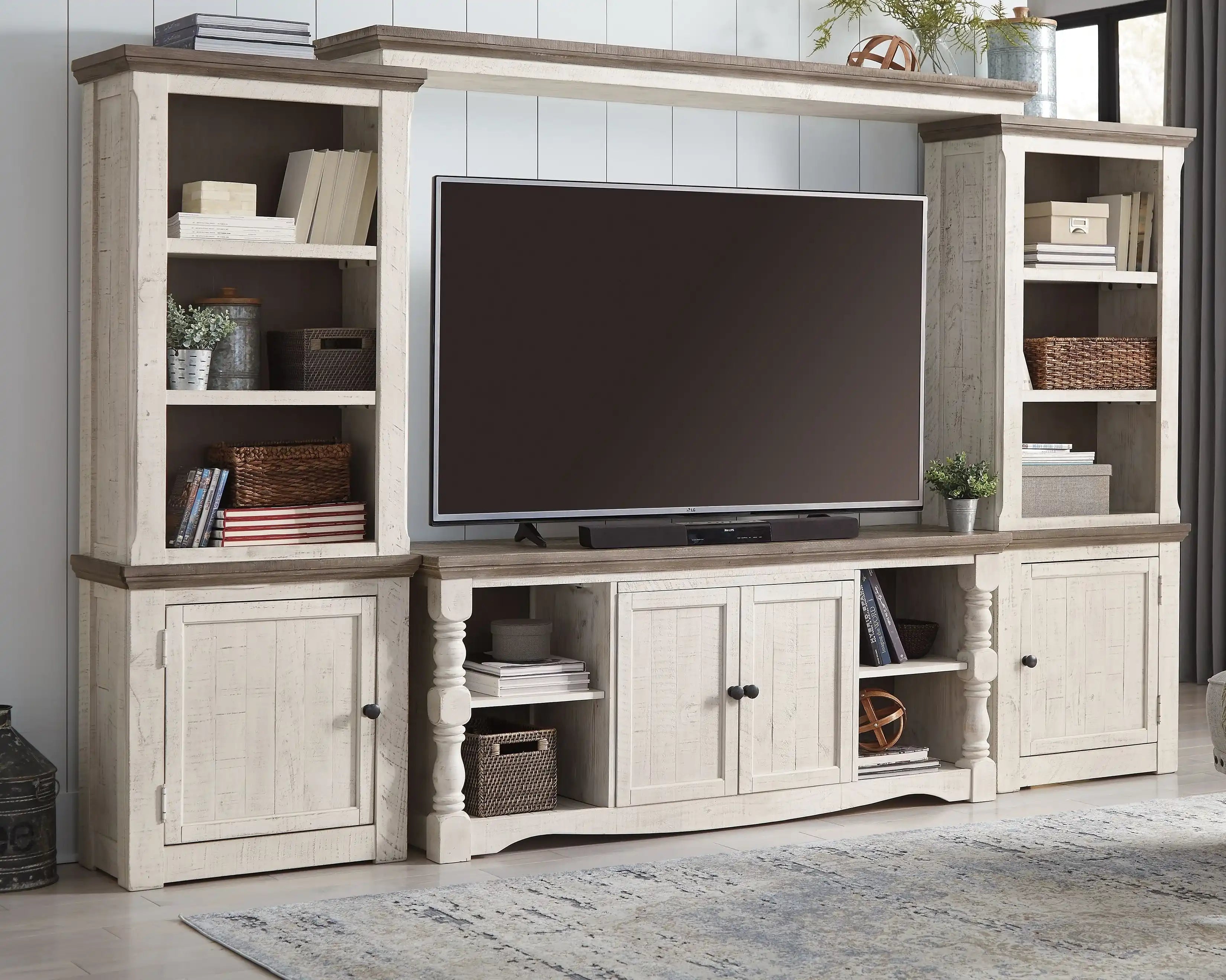 Havalance - 4 Pc. - Entertainment Center - 67" TV Stand - Brown / Beige - Best Buy Furniture