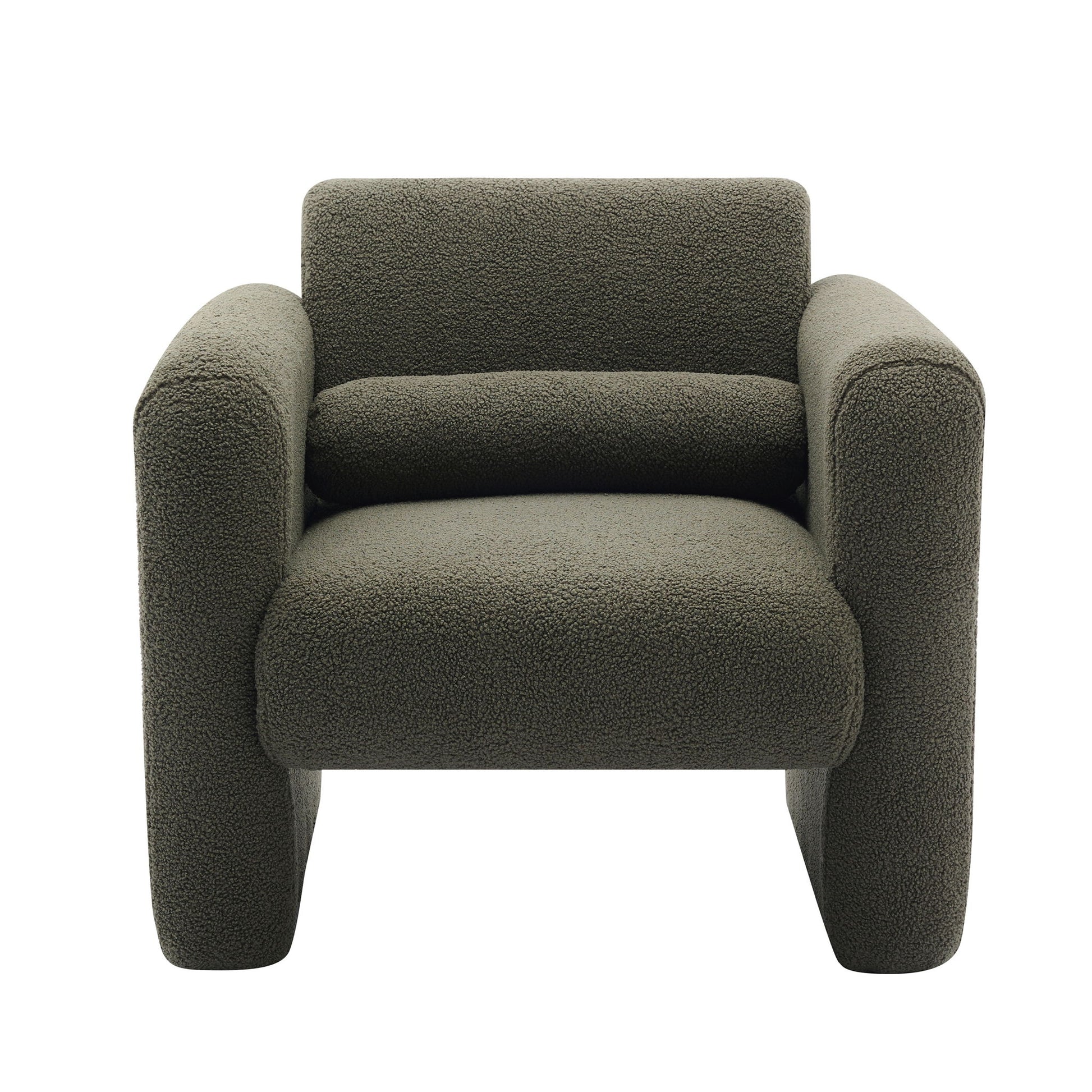Modern Accent Chair Lambskin Sherpa Fabric Upholstered Comfy With Pillow - Best Buy Furniture