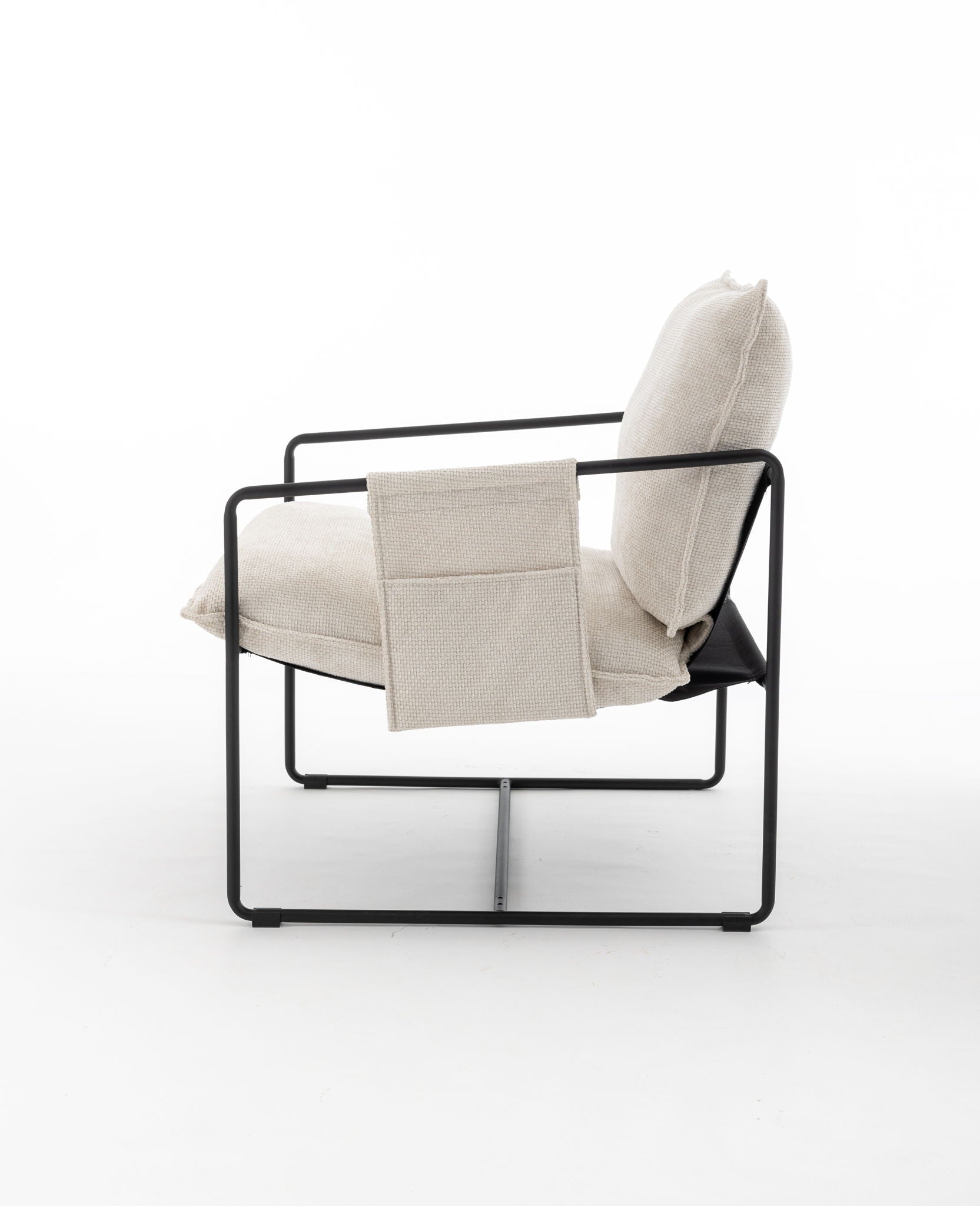 Upholstered Hanging Armchair With Arm Pocket Metal Frame (Set of 2), Crushed Foam Cushions And Skin-Friendly Braid For Living Room And Bedroom - Best Buy Furniture