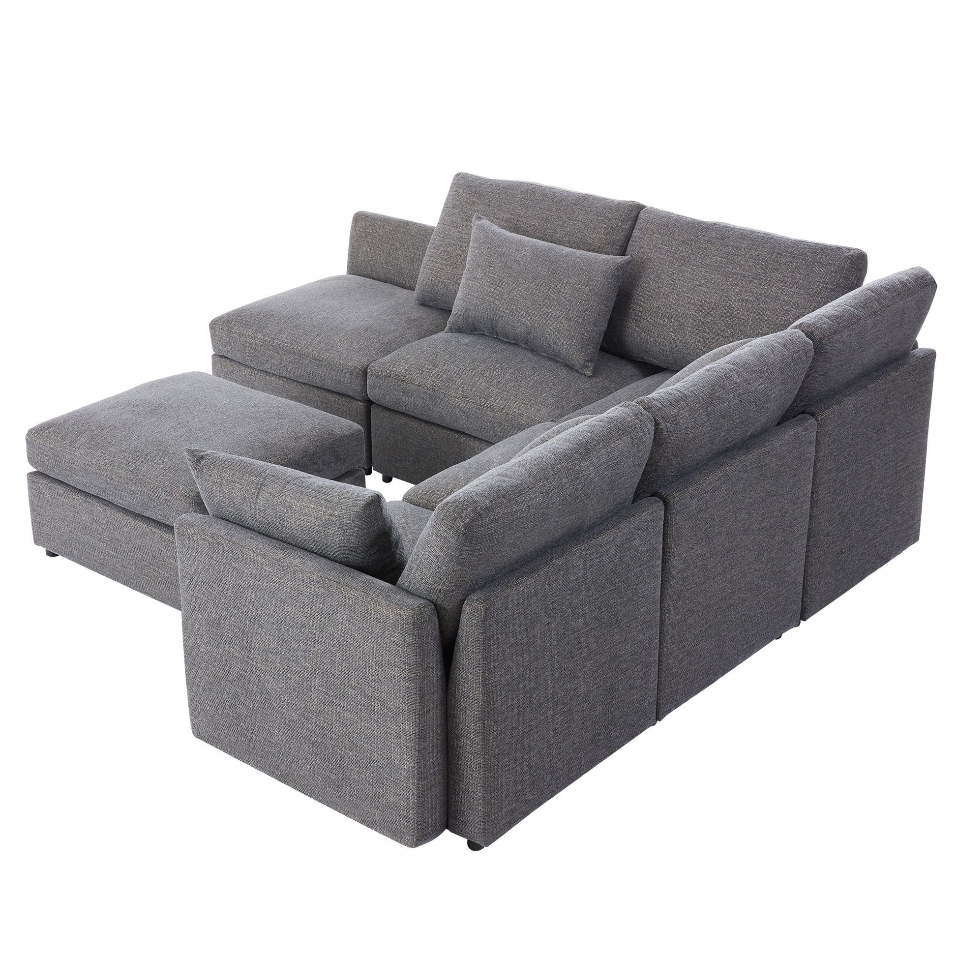 Sectional Sofa Modular Sofa U - Shaped Sofa Couch Sofa Bed L - Shaped Sofa With A Movable Ottoman And Two USB Ports For Living Room - Best Buy Furniture
