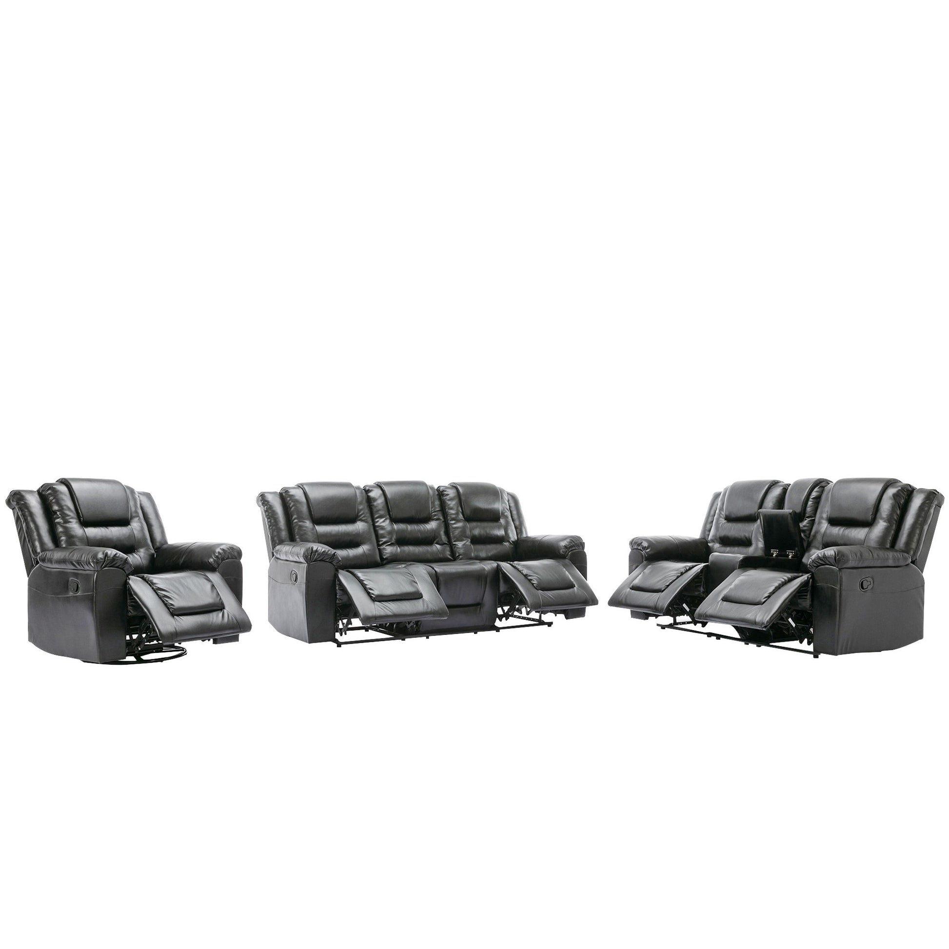 Home Theater Recliner Set Manual Recliner Chair With Wide Armrest, Two Built-In Cup Holders For Living Room - Best Buy Furniture