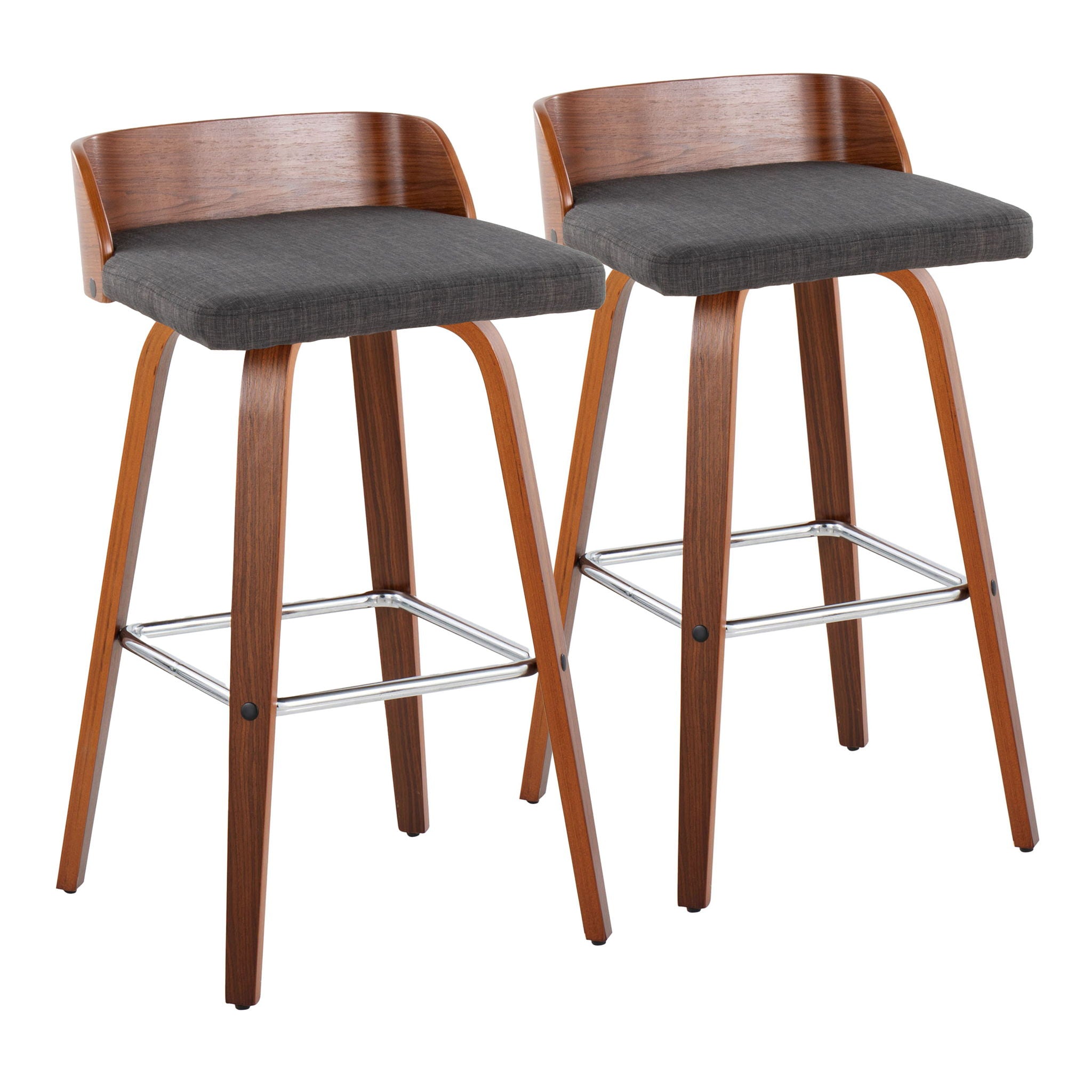 Maya - Mid Century Modern Fixed Height Barstool With Swivel With Square Footrest (Set of 2) - Best Buy Furniture