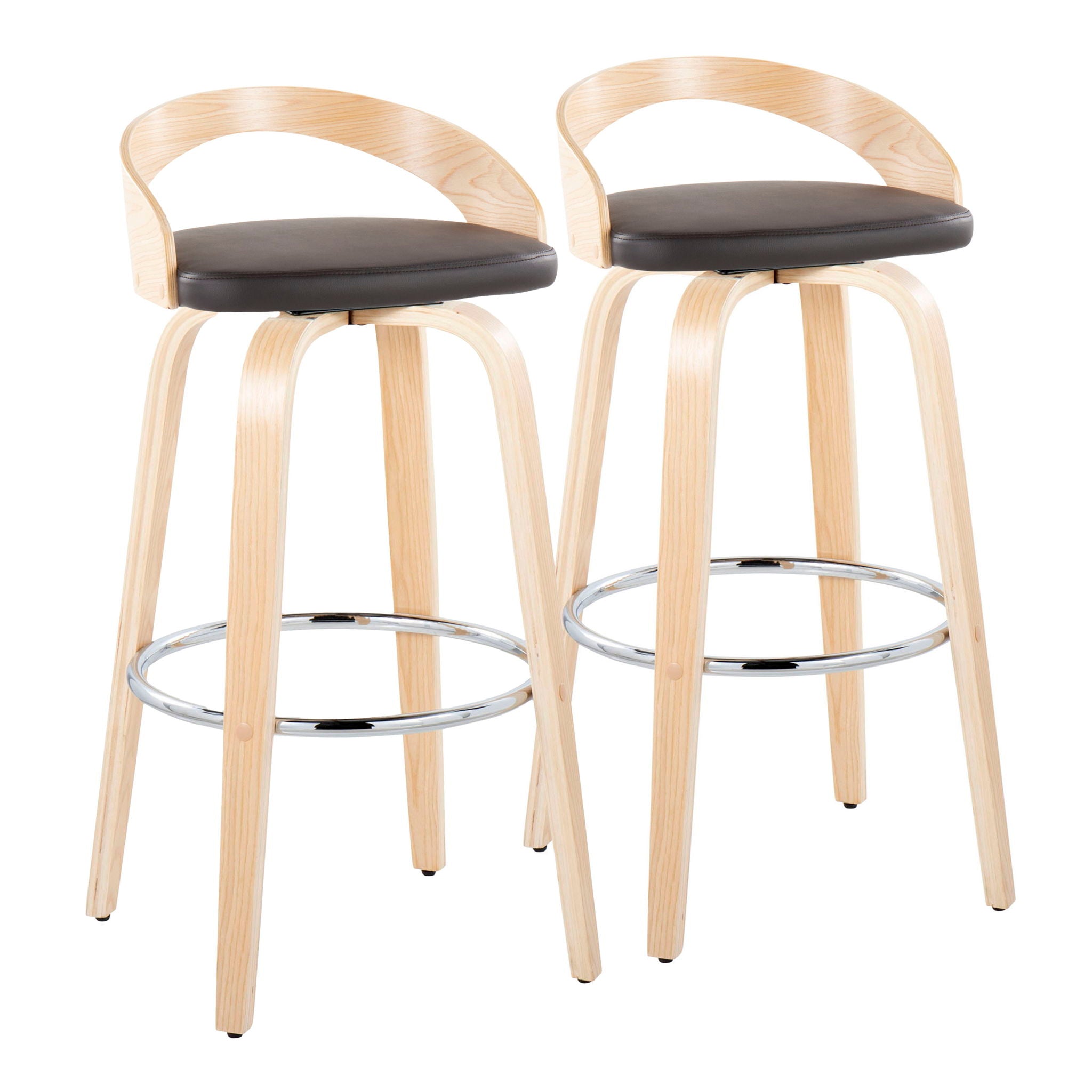 Grotto - Contemporary Fixed-Height Barstool With Swivel With Round Footrest (Set of 2) - Best Buy Furniture