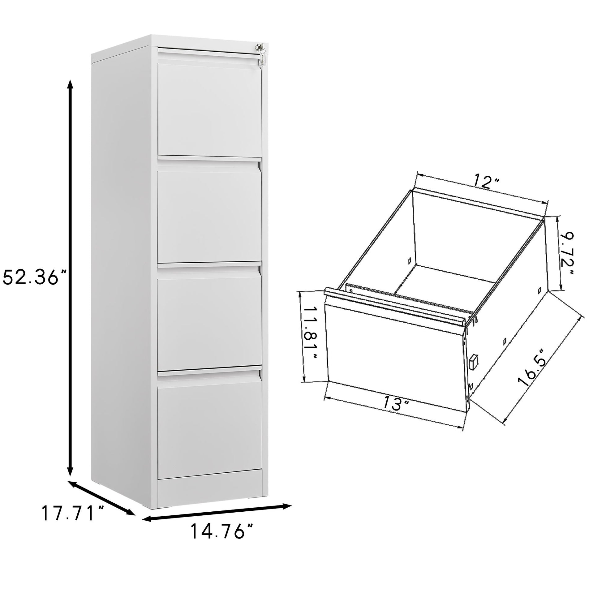 Durable Metal 3 Drawer File Cabinet With Lock For Office Storage - Best Buy Furniture
