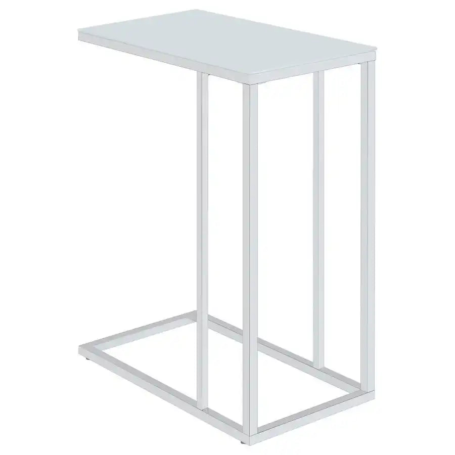 Stella - Glass Top C-Shaped Sofa Side Table - Chrome - Best Buy Furniture