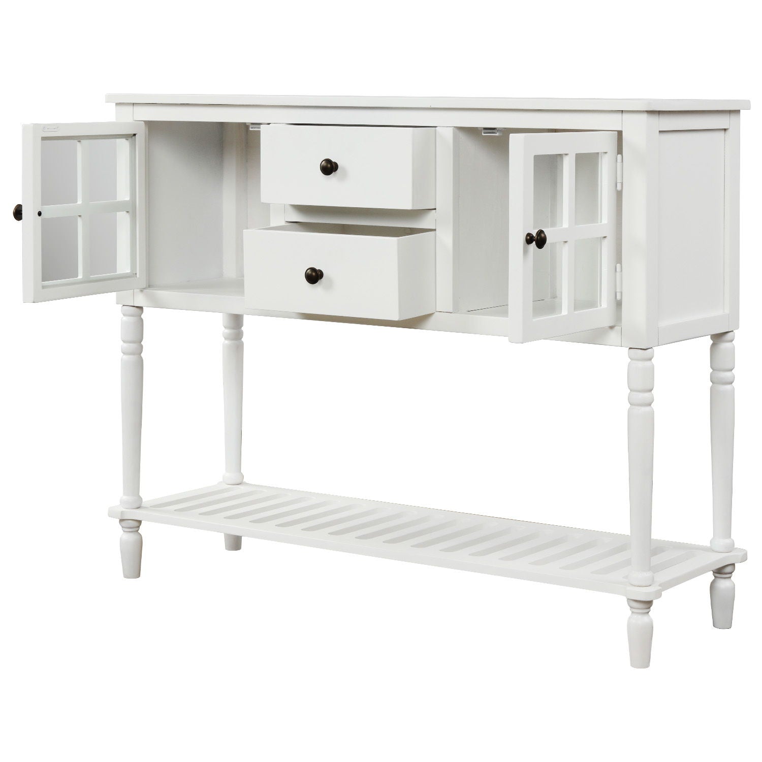 Hearth & Haven Stella Buffet Storage Cabinet With Bottom Shelf, White - Best Buy Furniture