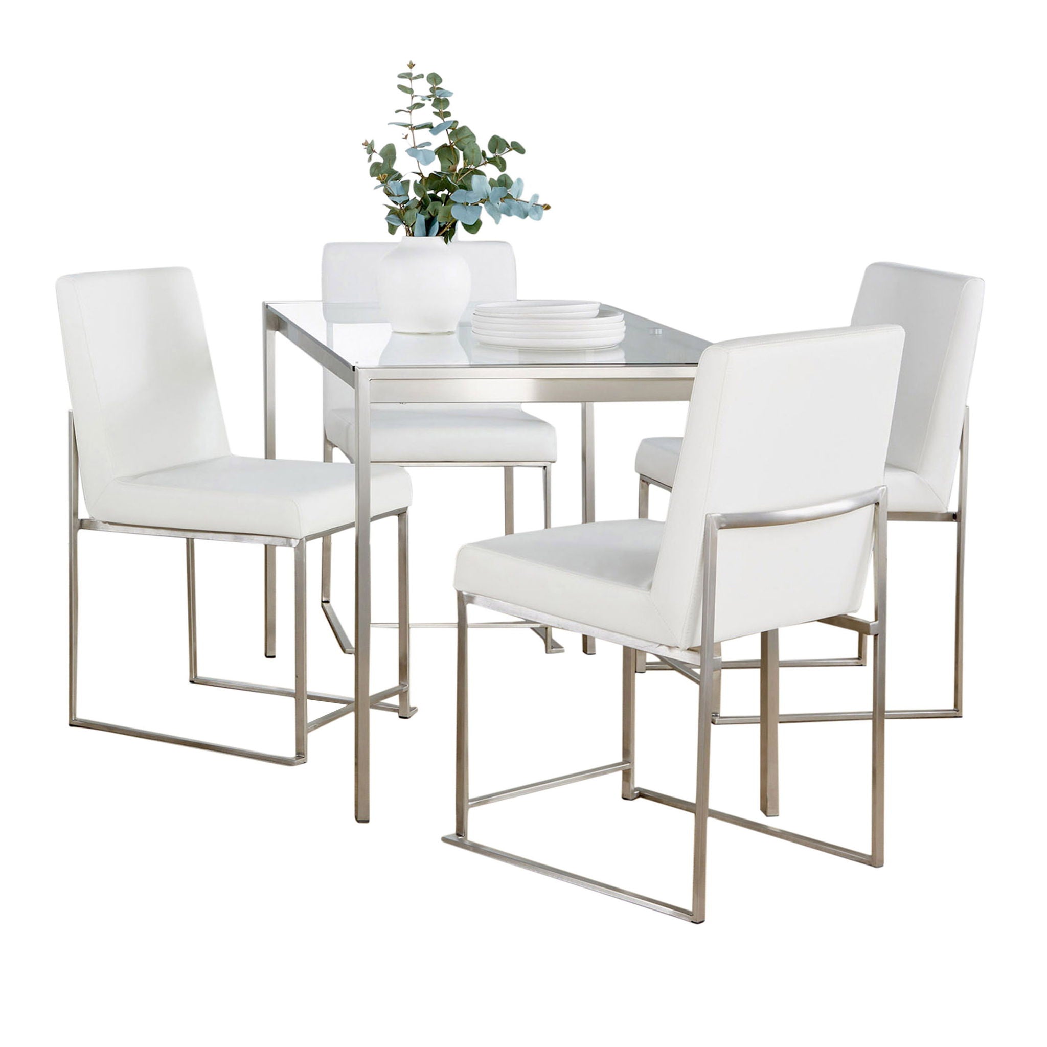 Fuji - High Back Contemporary Dining Set, Glass 5 Piece - Best Buy Furniture