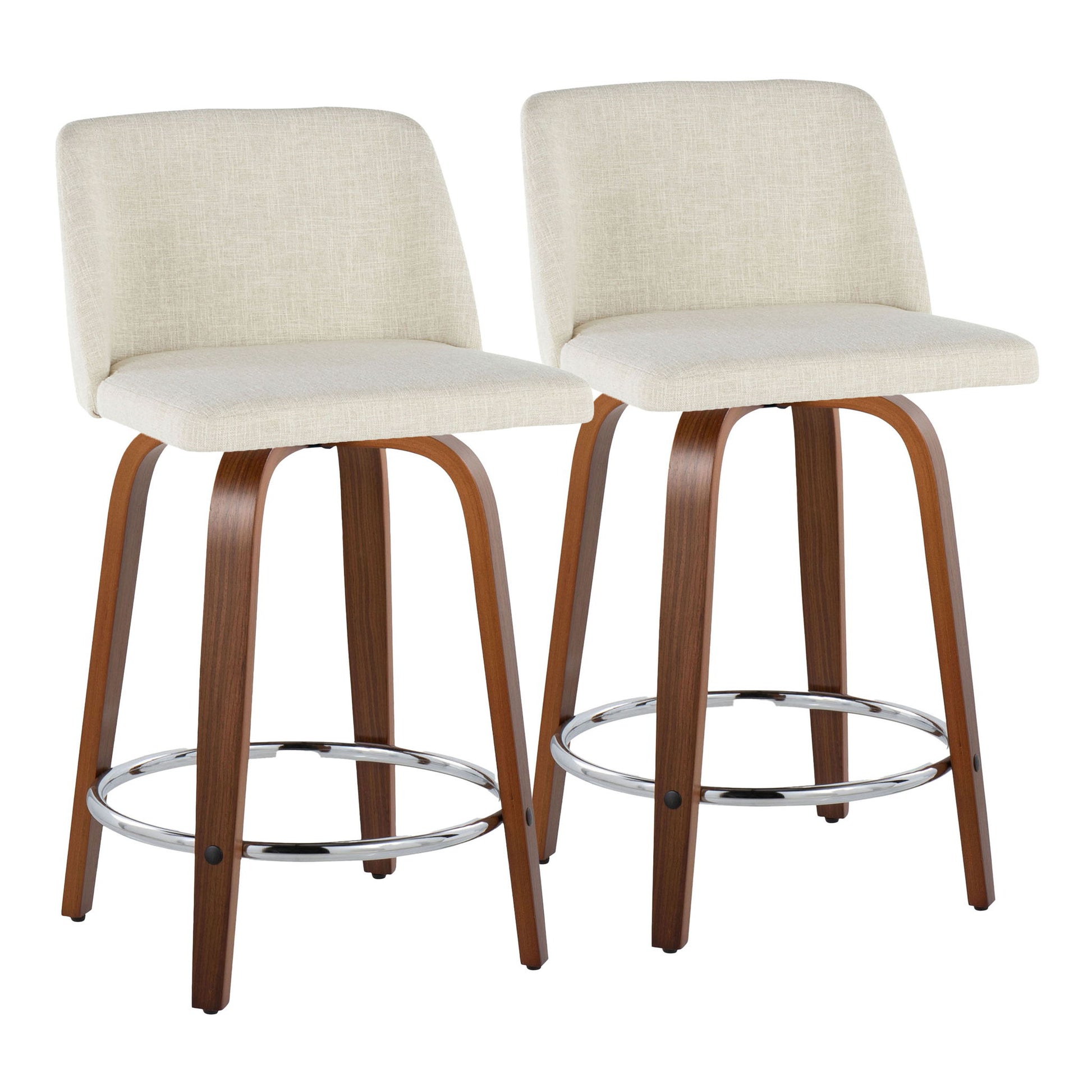 Toriano - Mid Century Modern Fixed Height Counter Stool With Swivel With Round Footrest (Set of 2) - Best Buy Furniture