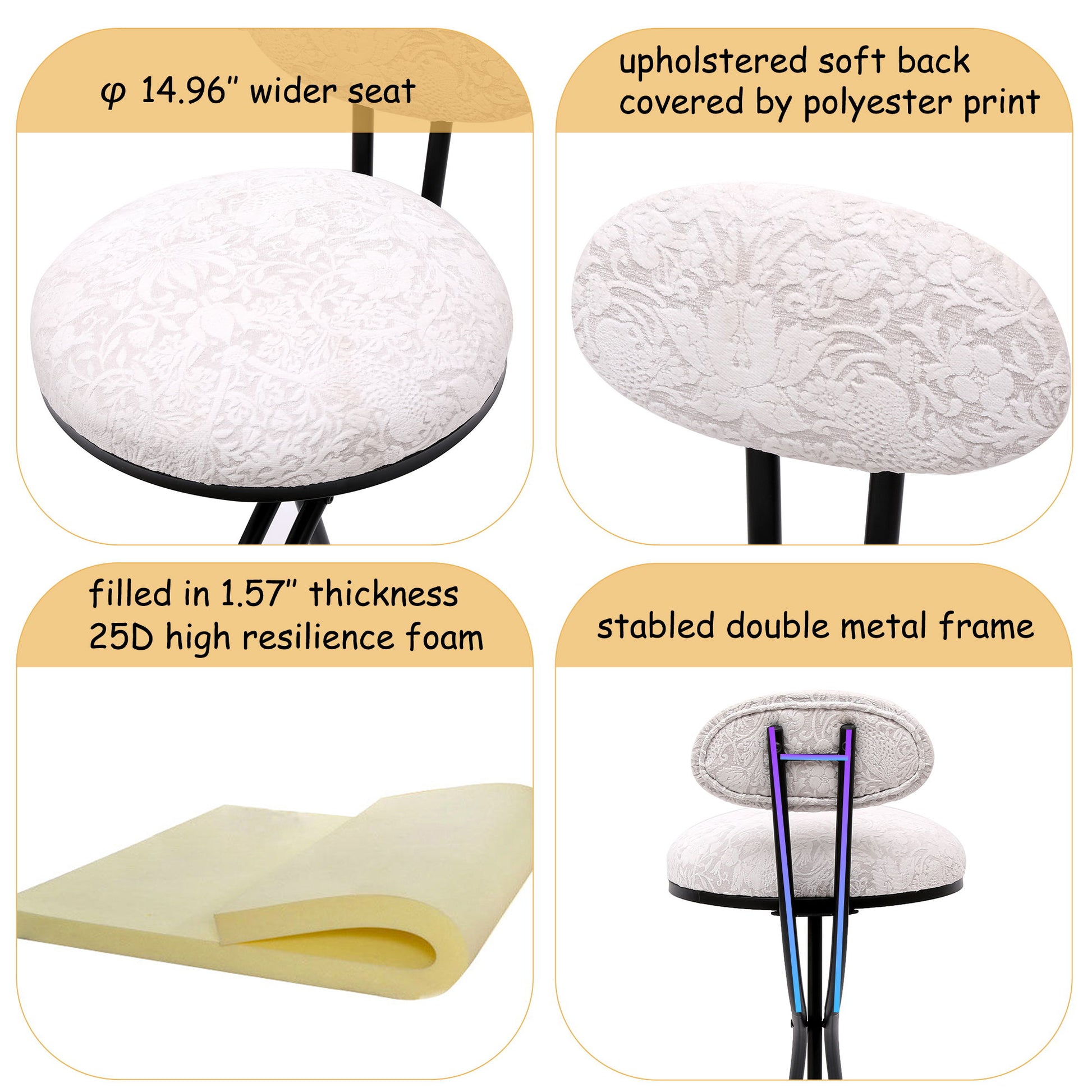 Round Print Bar Stools Upholstered Chairs For Kitchen (Set of 2) - Best Buy Furniture