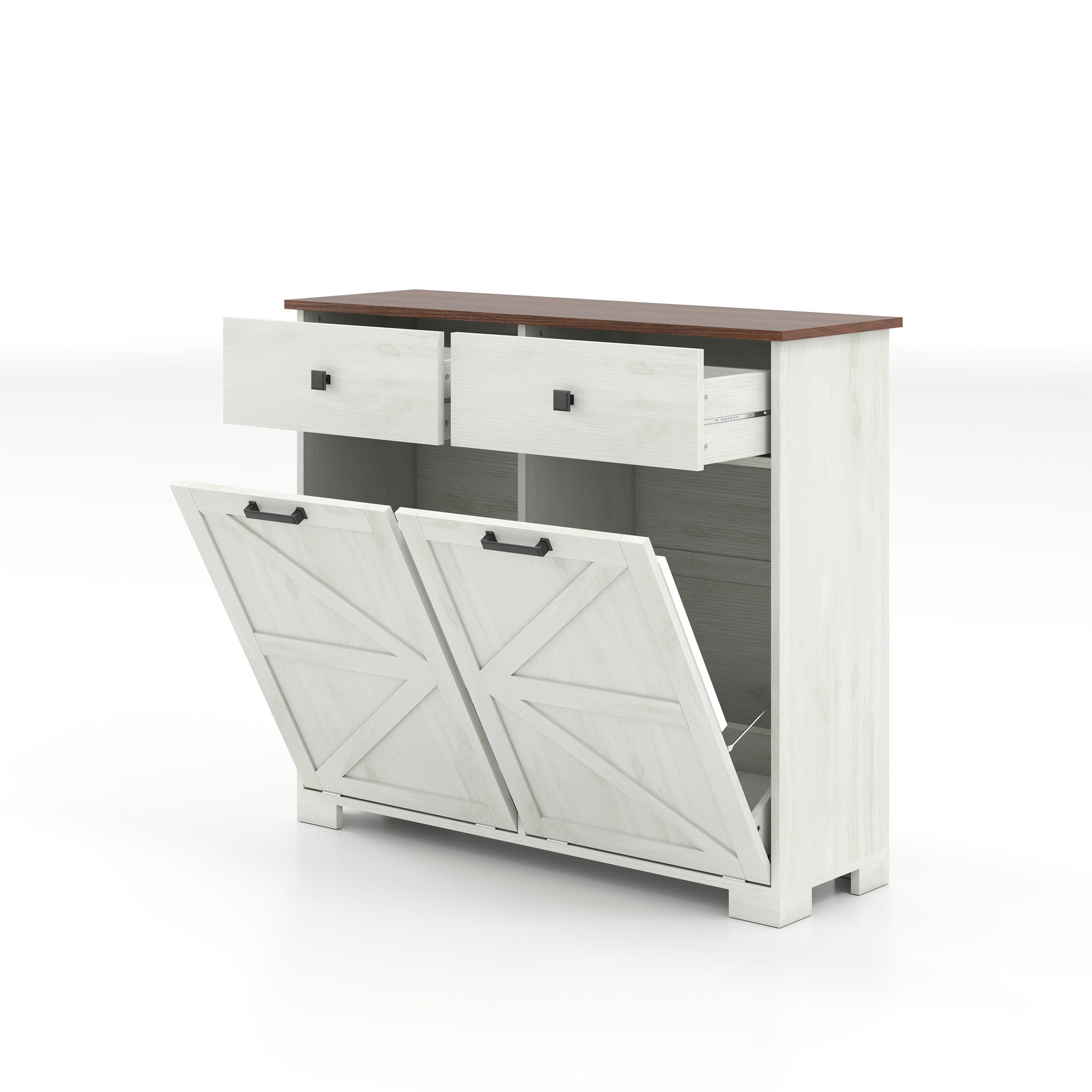 Double Tilt Out Trash Cabinet With Hideaway Drawer And Barn Door Style - Best Buy Furniture