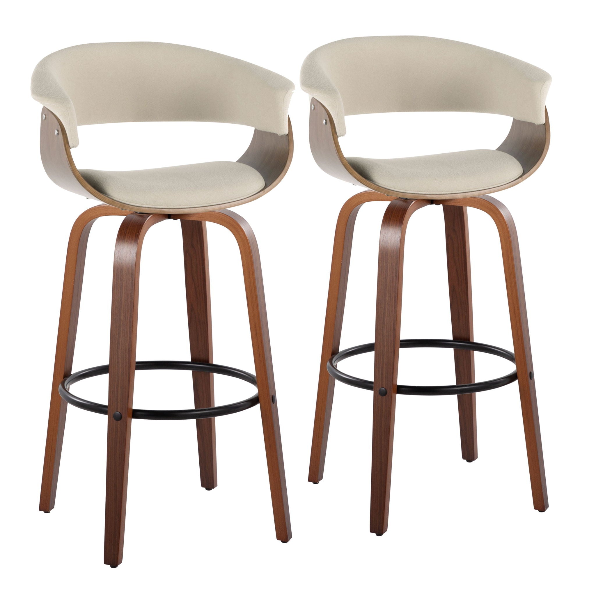 Vintage Mod - Mid Century Modern Fixed Height Barstool With Swivel & Round Footrest (Set of 2) - Best Buy Furniture