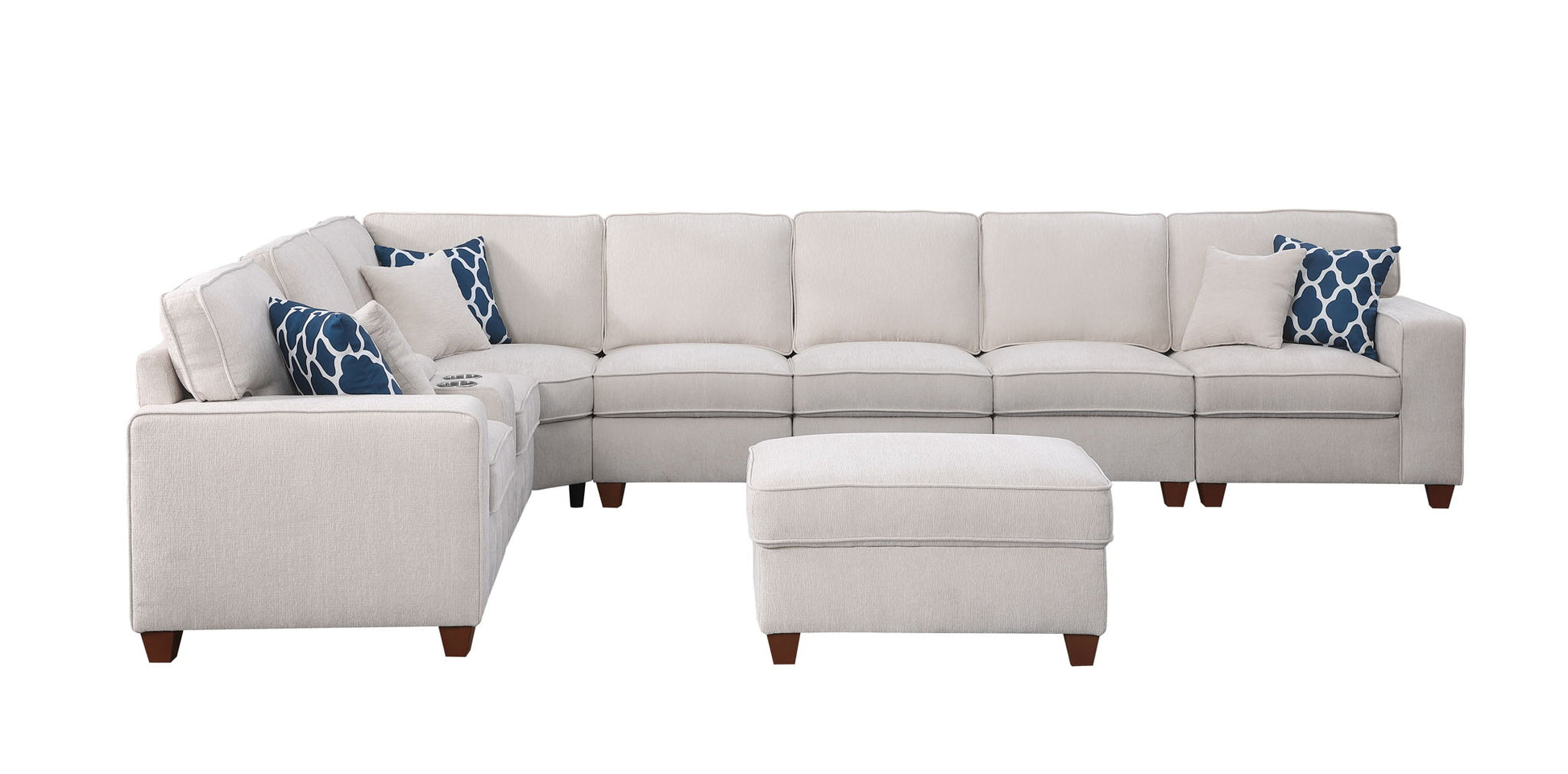 Ted - Sectional Sofa With Ottoman - Beige - Best Buy Furniture