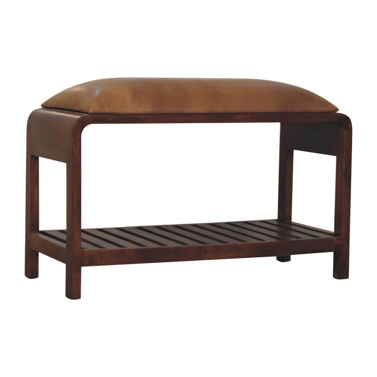 Buffalo - Slatted Square Bench - Brown - Best Buy Furniture