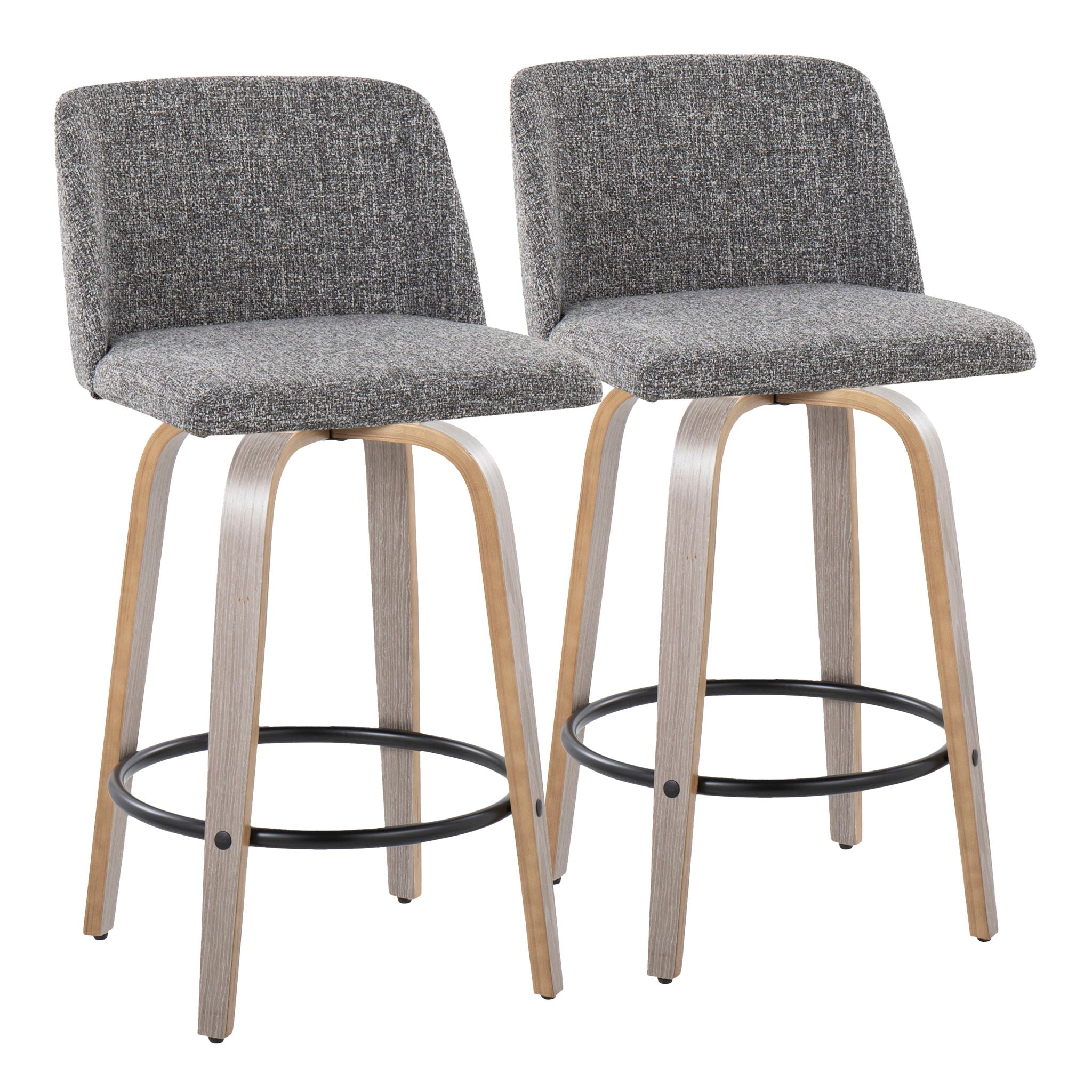Toriano - Contemporary Fixed Height Counter Stool With Swivel & Round Footrest (Set of 2) - Best Buy Furniture