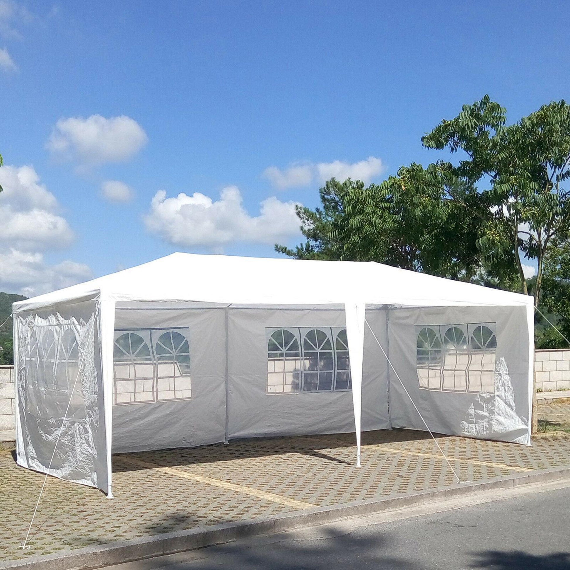 Wedding Party Canopy Tent Outdoor Gazebo With 6 Removable Sidewalls - White - Best Buy Furniture