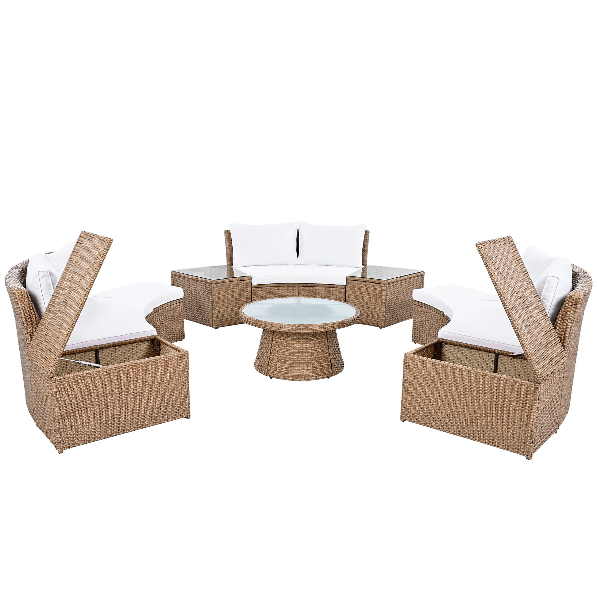 10 Piece Outdoor Sectional Half Round Patio Rattan Sofa Set - Best Buy Furniture