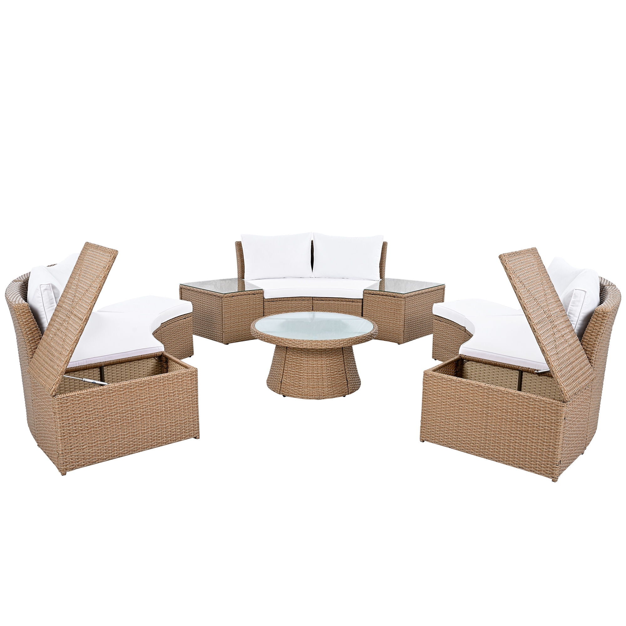 10 Piece Outdoor Sectional Half Round Patio Rattan Sofa Set - Best Buy Furniture