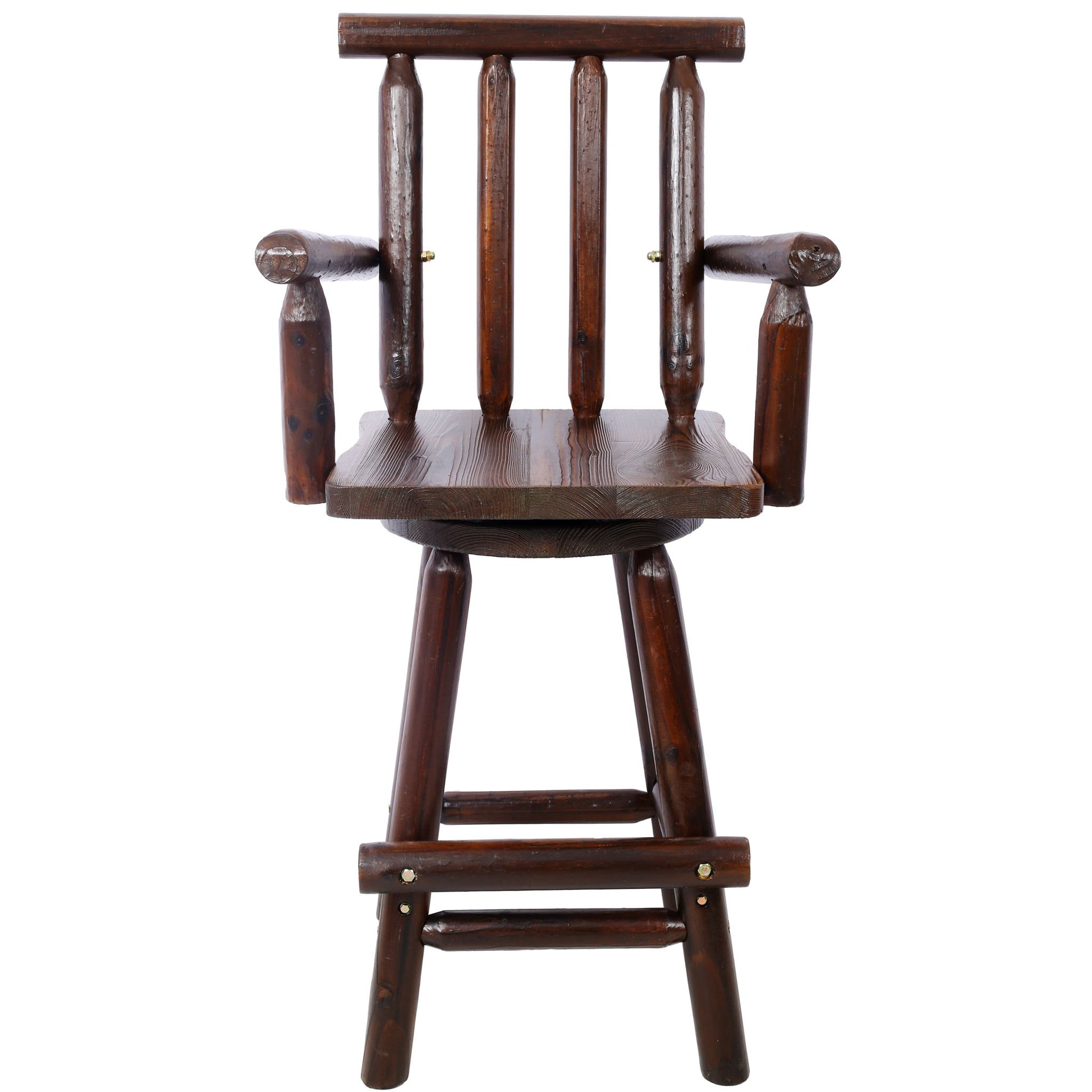 Rustic Bar Stool, Fir Wood Construction, Wide Armrest - Best Buy Furniture