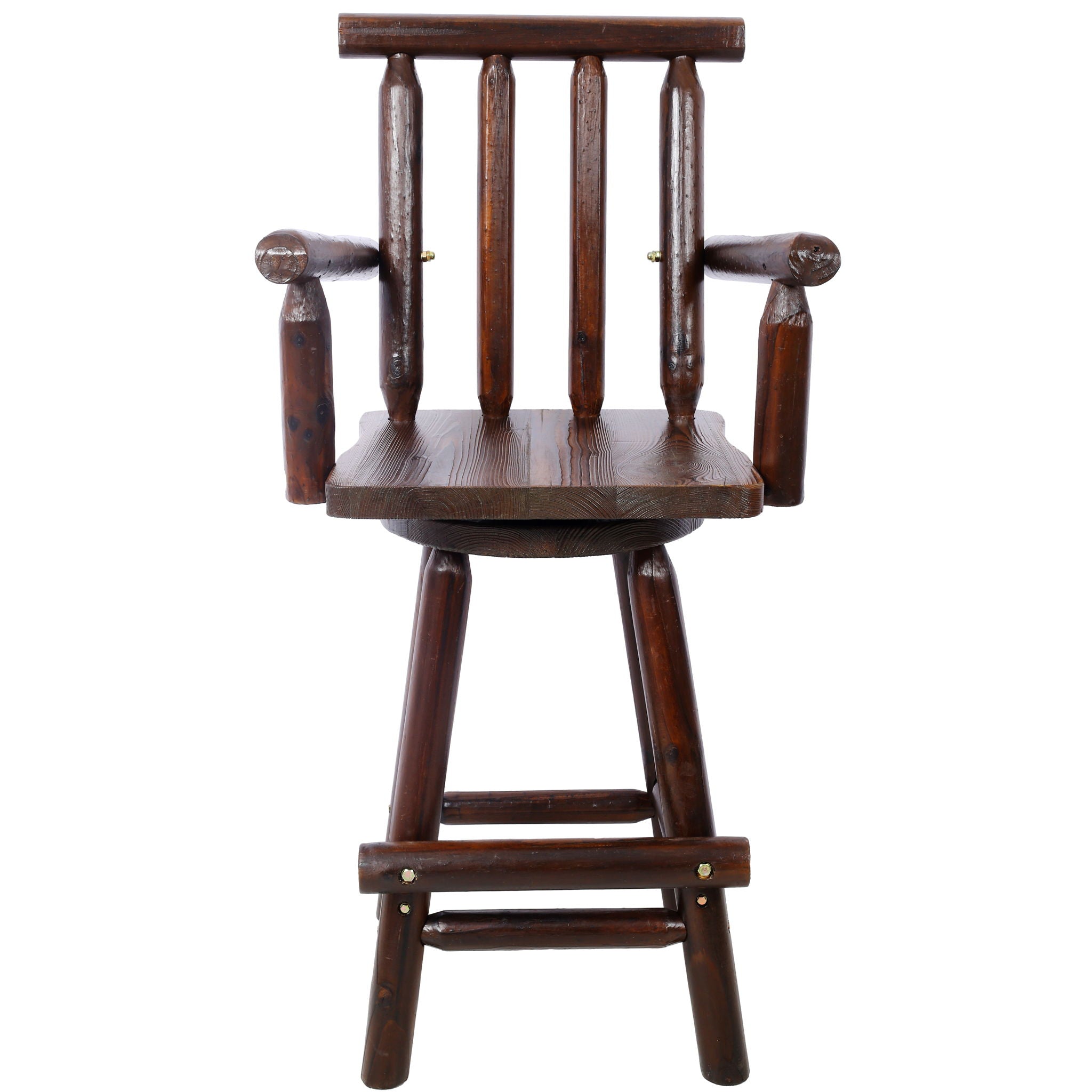 Rustic Bar Stool, Fir Wood Construction, Wide Armrest - Best Buy Furniture