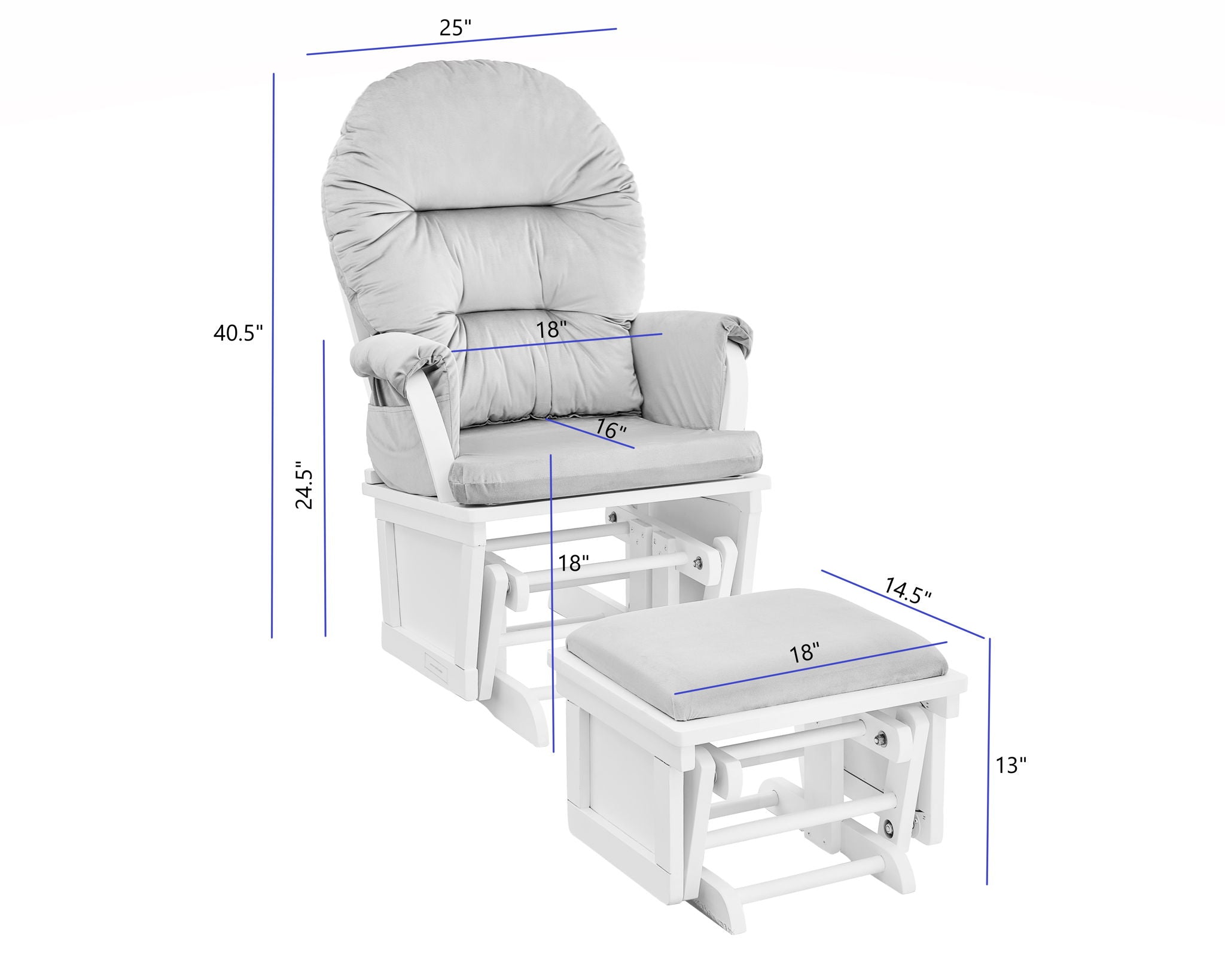Mason - Glider And Ottoman White Wood - Best Buy Furniture