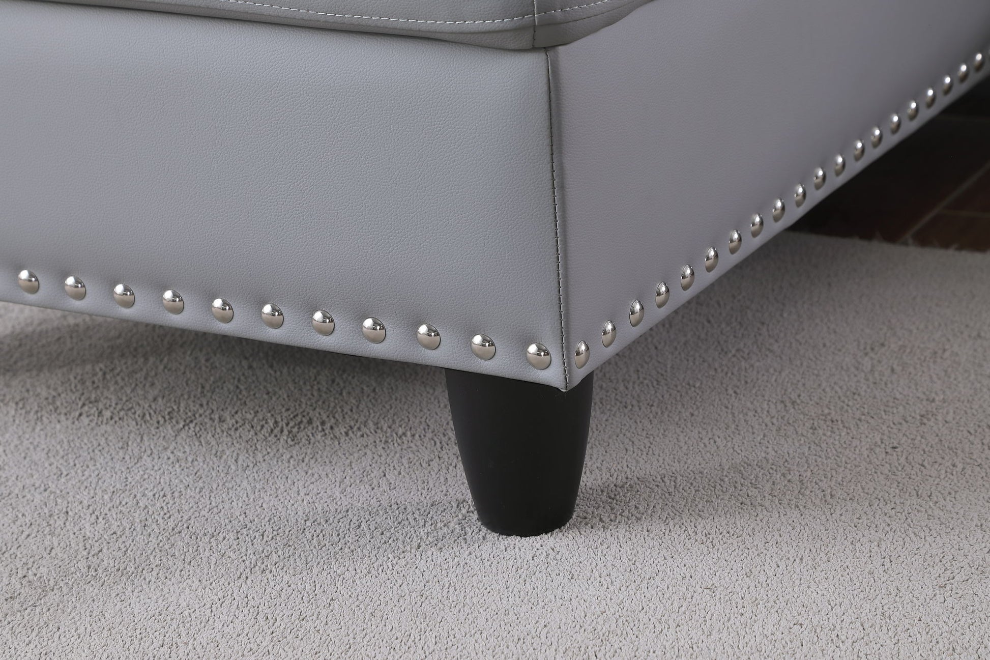 Irine - Faux Leather Sectional Sofa With Ottoman - Gray - Best Buy Furniture