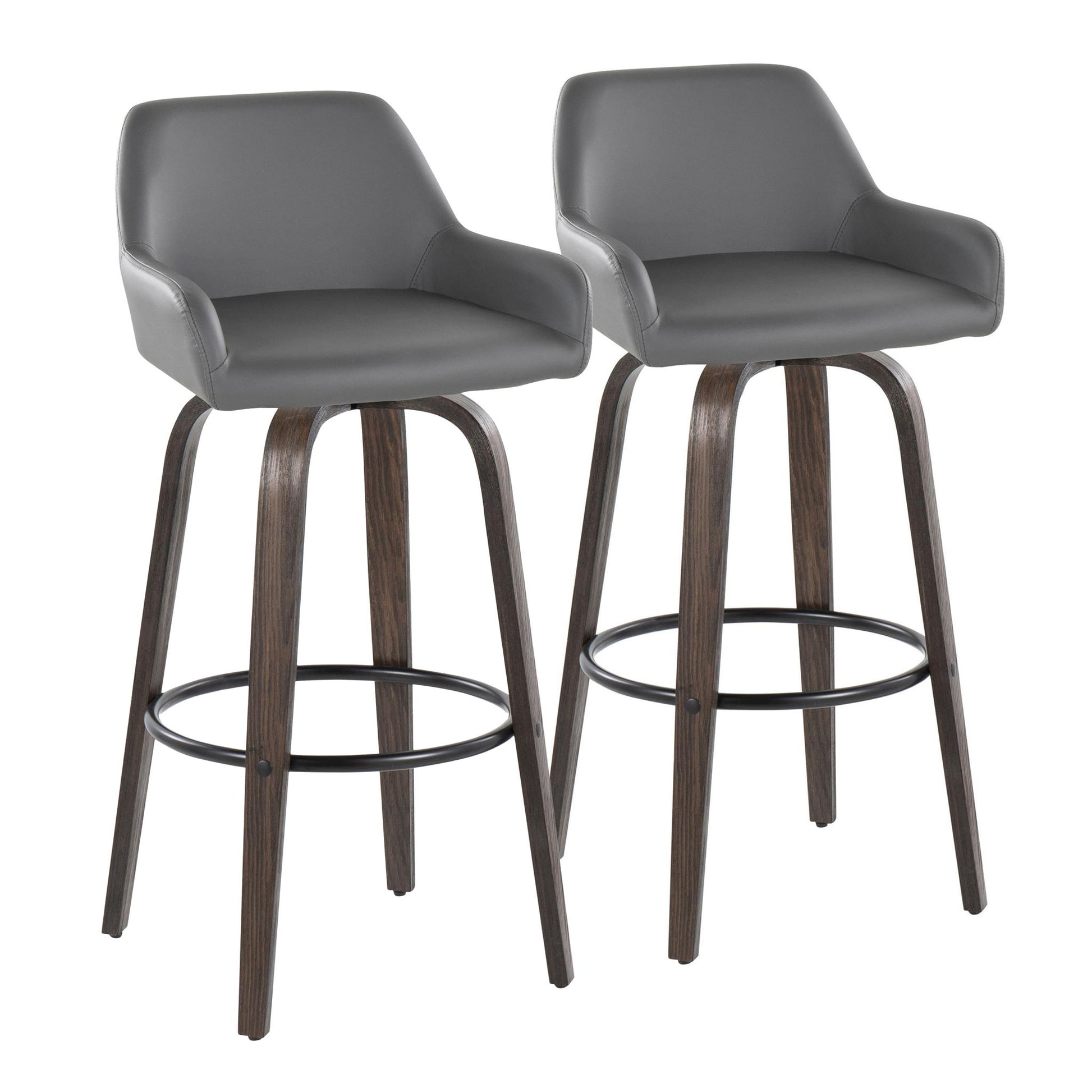 Daniella - Contemporary Fixed Height, Barstool With Swivel With Round Footrest (Set of 2) - Best Buy Furniture