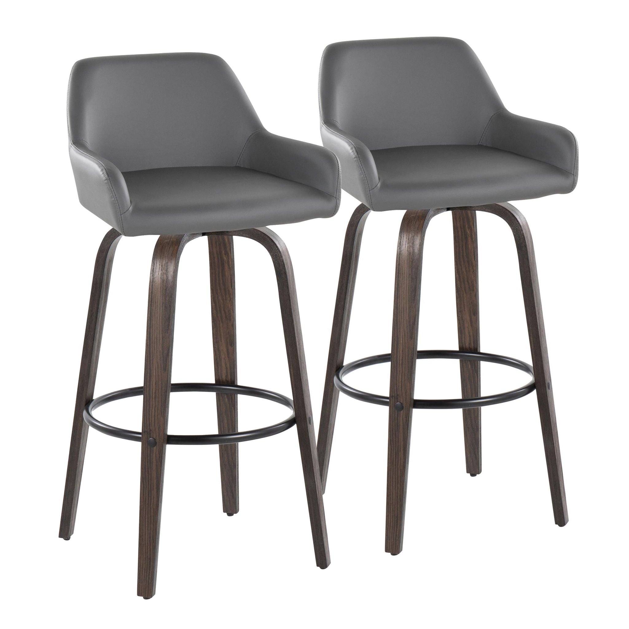 Daniella - Contemporary Fixed Height, Barstool With Swivel With Round Footrest (Set of 2) - Best Buy Furniture
