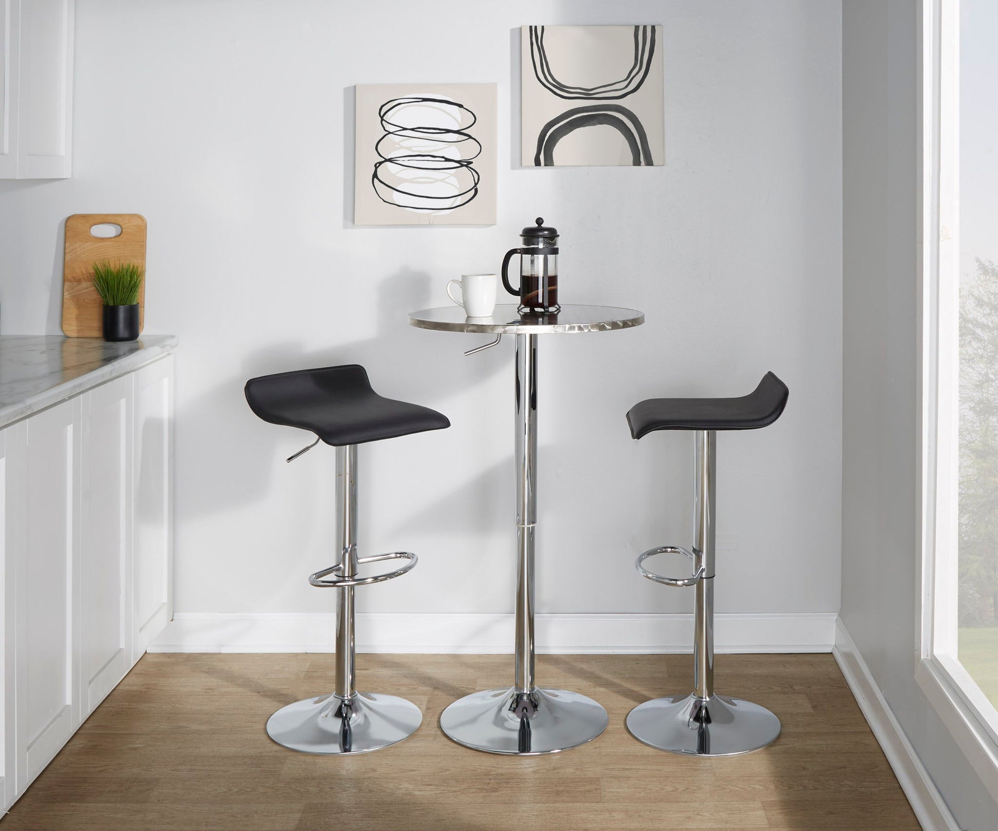 Bistro - Contemporary Adjustable Round Bar Table - Silver - Best Buy Furniture