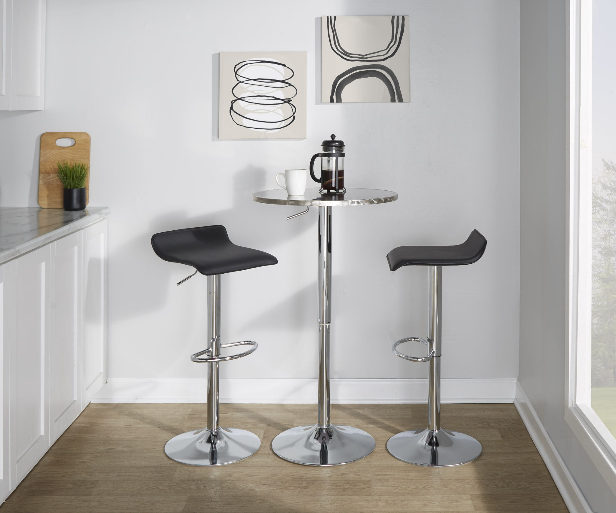 Bistro - Contemporary Adjustable Round Bar Table - Silver - Best Buy Furniture